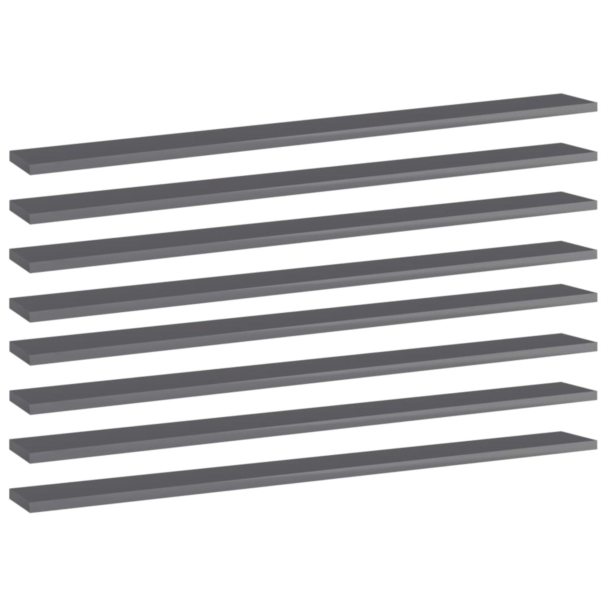 Vidaxl Bookshelf Boards 8 Pcs High Gloss Gray 39.4'X3.9'X0.6' Chipboard