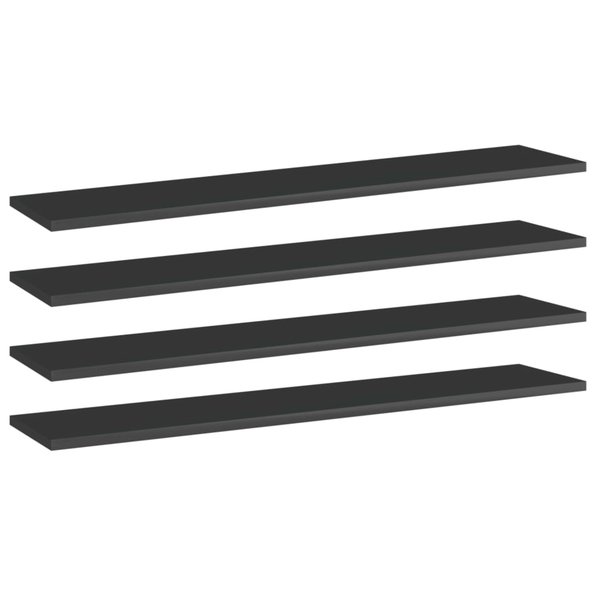 Vidaxl Bookshelf Boards 4 Pcs High Gloss Black 39.4'X7.9'X0.6' Chipboard