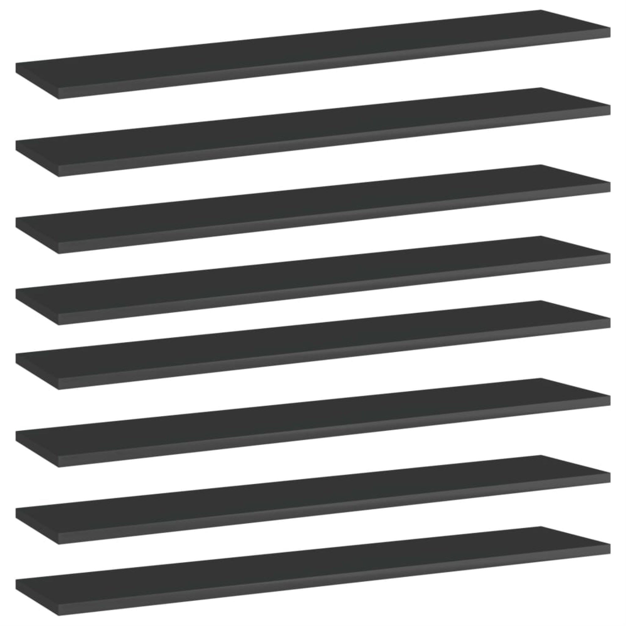 Vidaxl Bookshelf Boards 8 Pcs High Gloss Black 39.4'X7.9'X0.6' Chipboard