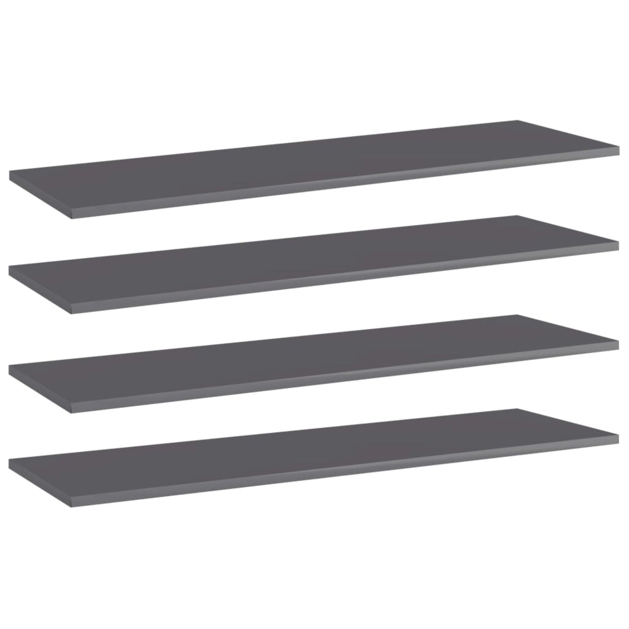 Vidaxl Bookshelf Boards 4 Pcs High Gloss Gray 39.4'X11.8'X0.6' Chipboard