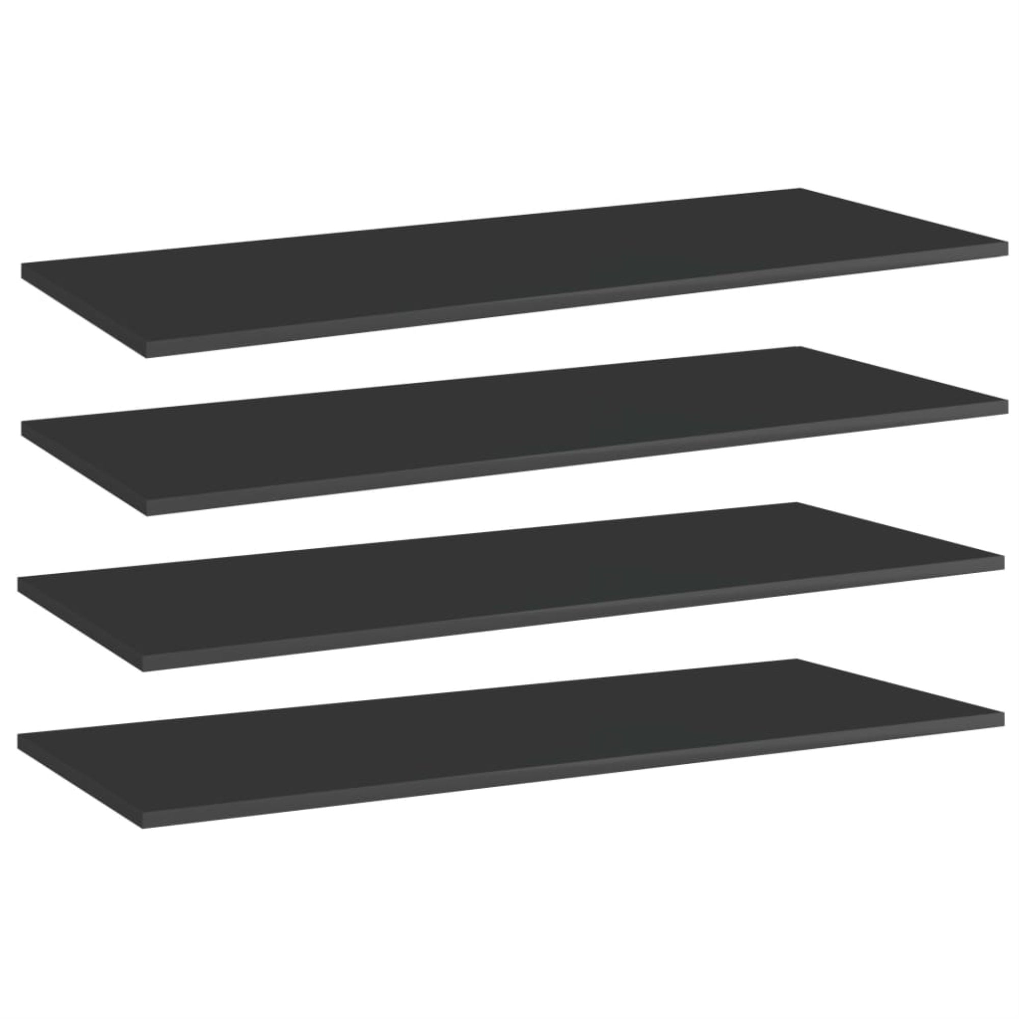 Vidaxl Bookshelf Boards 4 Pcs High Gloss Black 39.4'X15.7'X0.6' Chipboard