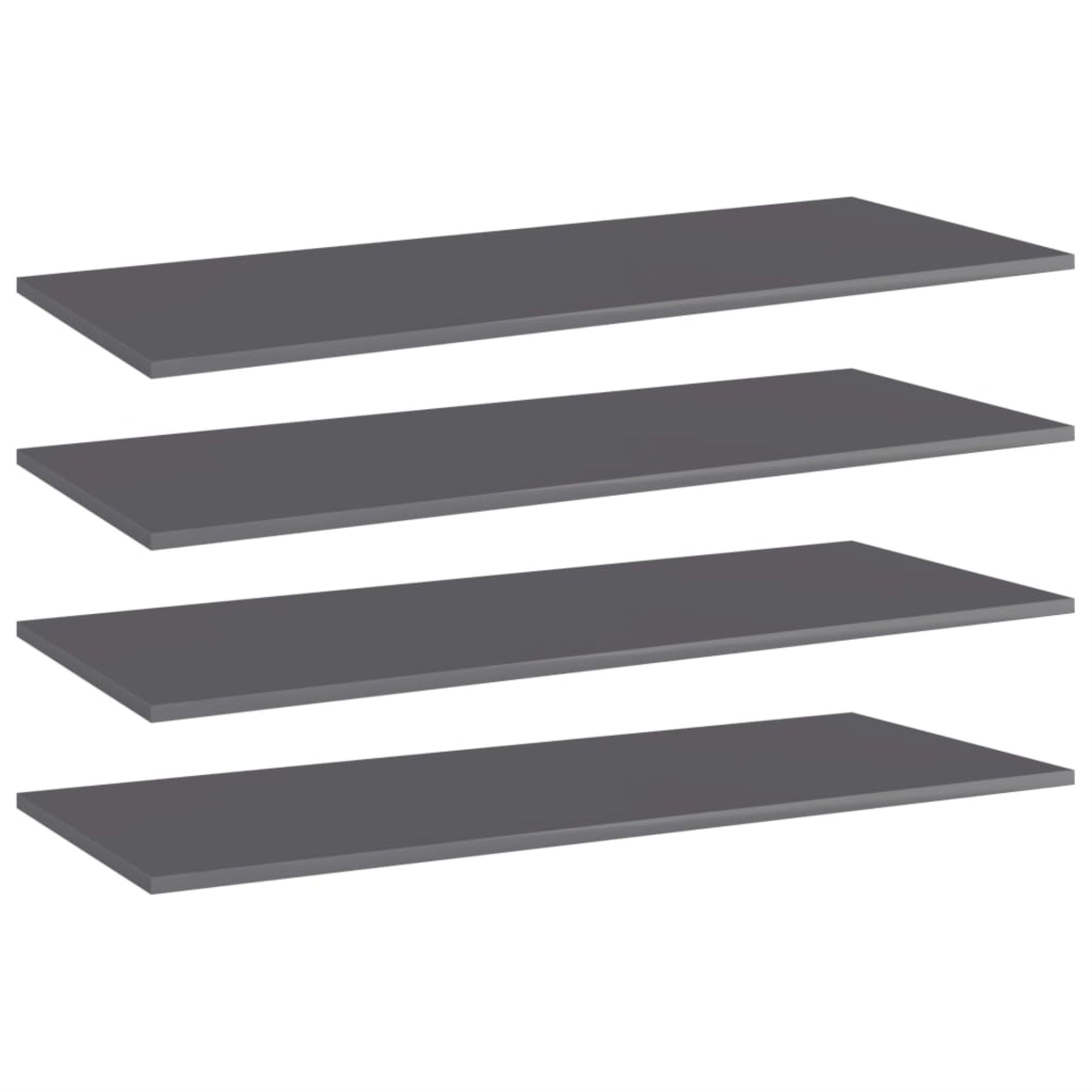 Vidaxl Bookshelf Boards 4 Pcs High Gloss Gray 39.4'X15.7'X0.6' Chipboard