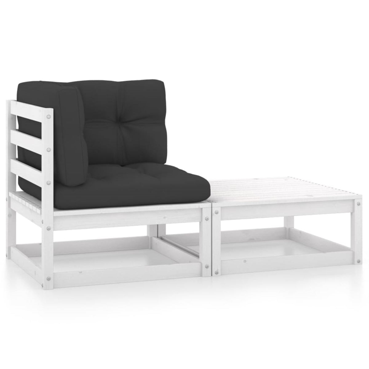 Vidaxl 2 Piece Garden Lounge Set With Cushions White Solid Pinewood