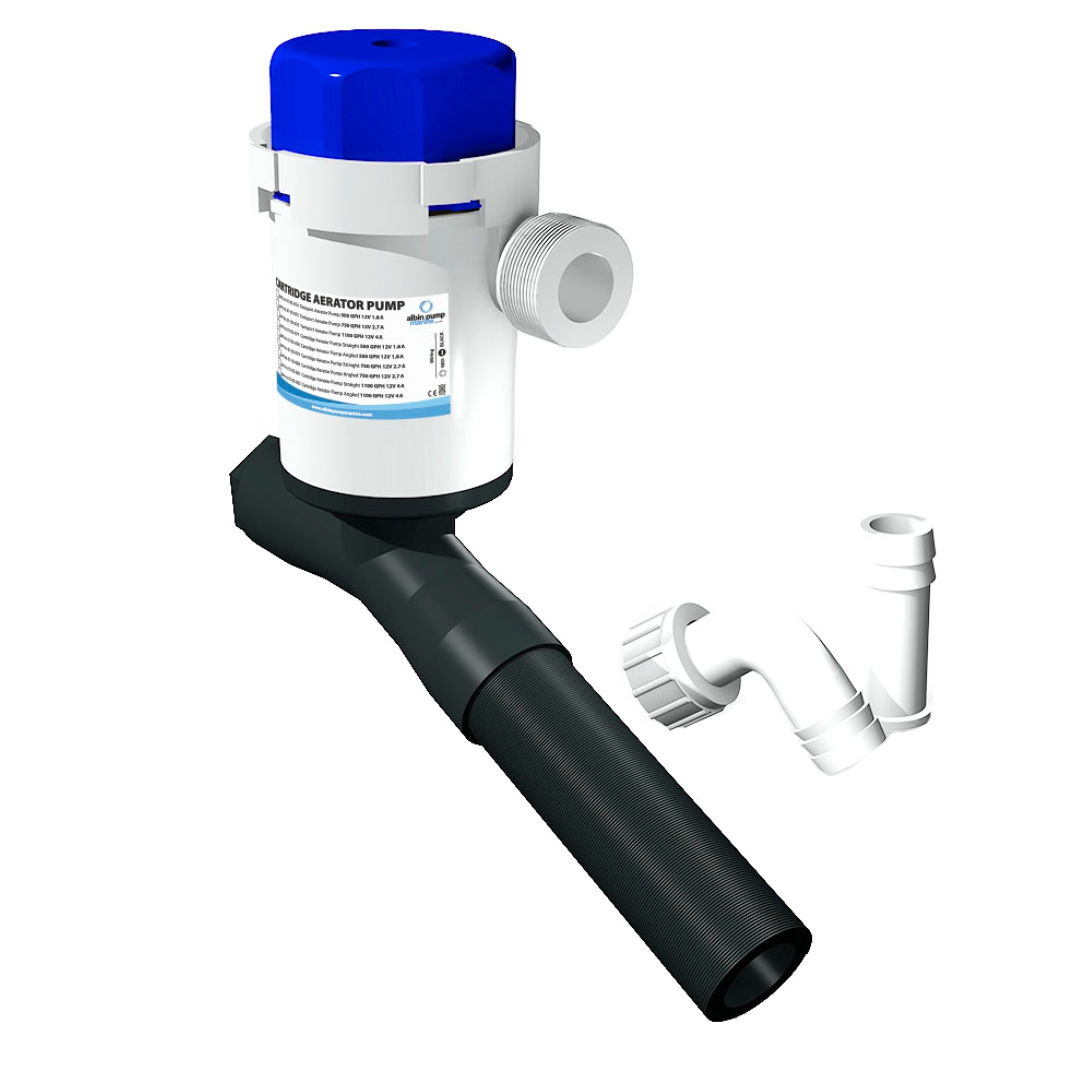 Albin Pump Cartridge Aerator Pump 750 Gph 12V Angled
