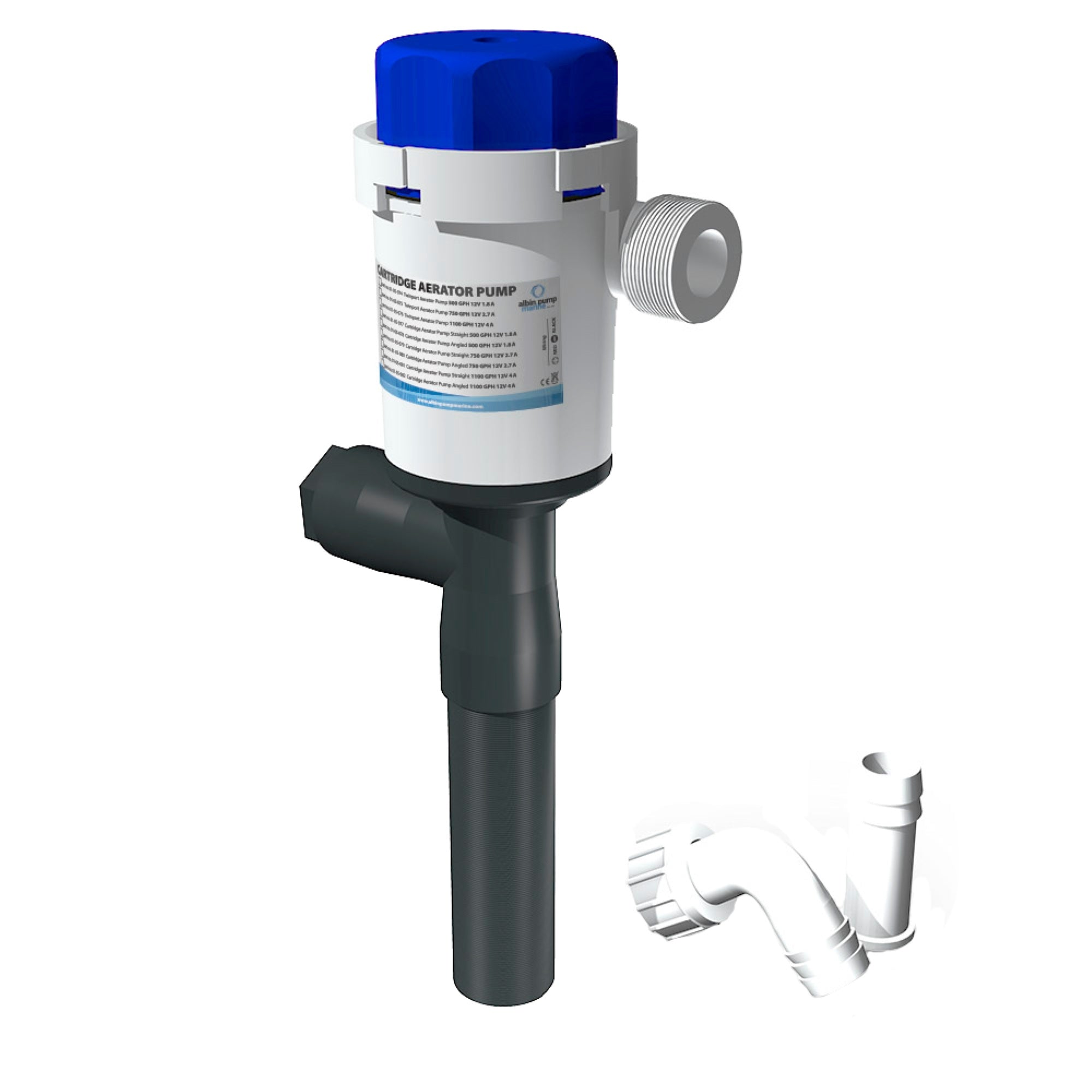 Albin Pump Cartridge Aerator Pump 1100 Gph 12V Staright