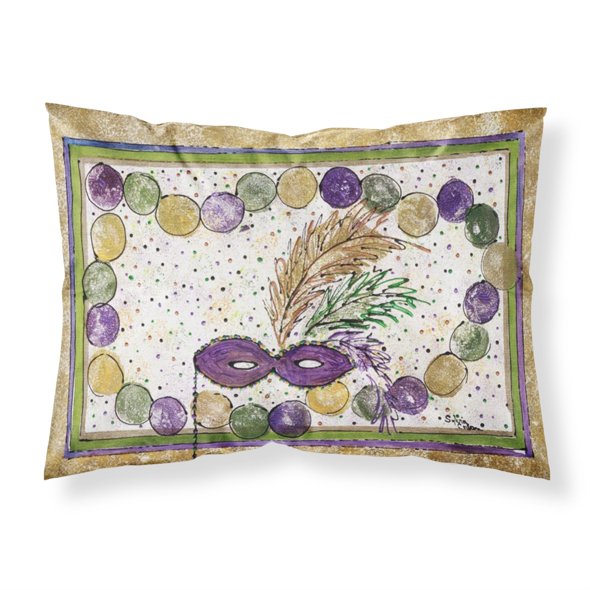 Caroline'S Treasures 8059Pillowcase Mardi Gras Beads Moisture Wicking Fabric Standard Pillowcase, Large, Multicolor