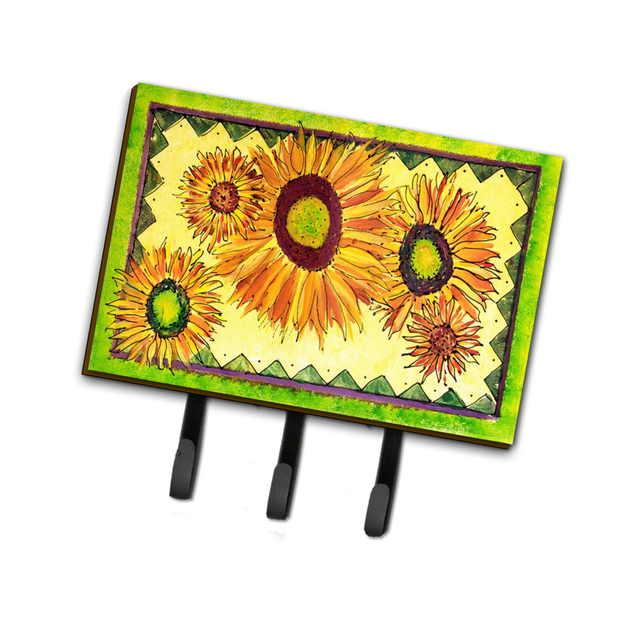 Caroline'S Treasures 8060Th68 Flower-Sunflower Leash Holder Or Key Hook, Large, Multicolor