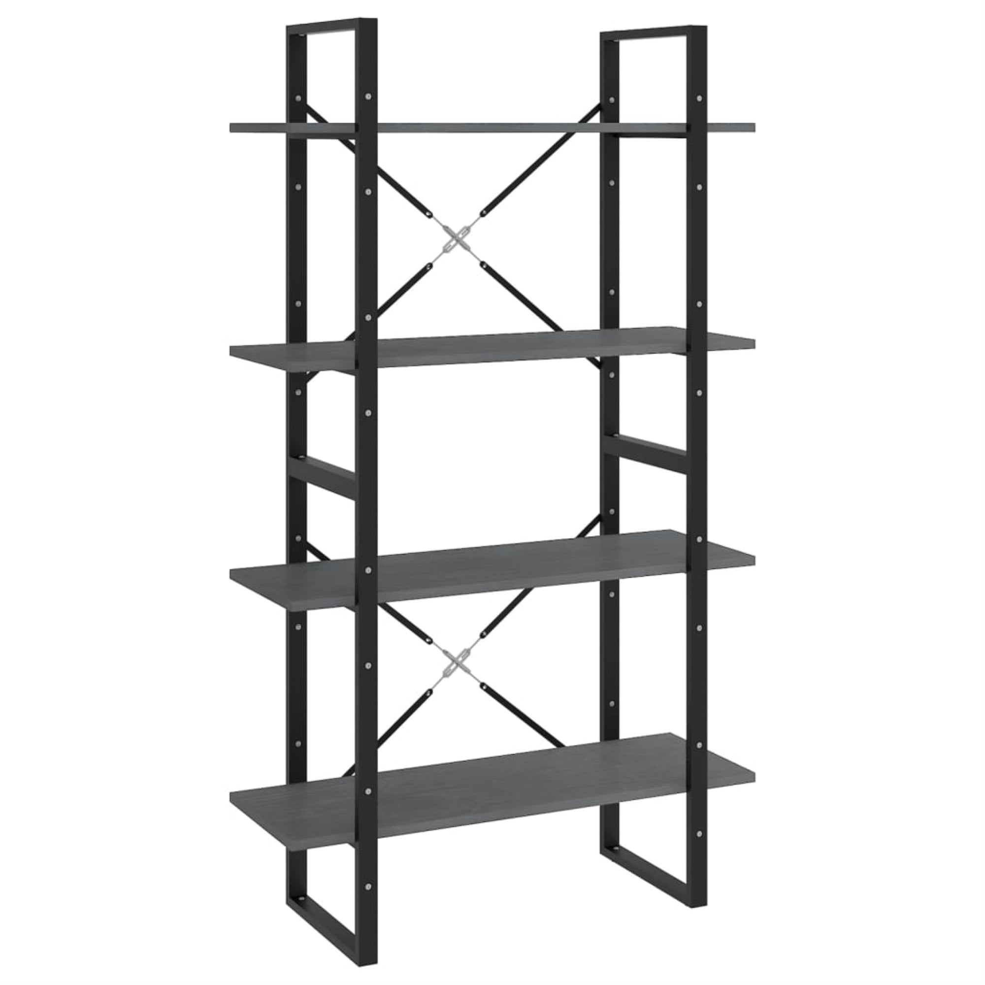 Vidaxl 4-Tier Book Cabinet Gray 31.5'X11.8'X55.1' Solid Pine Wood