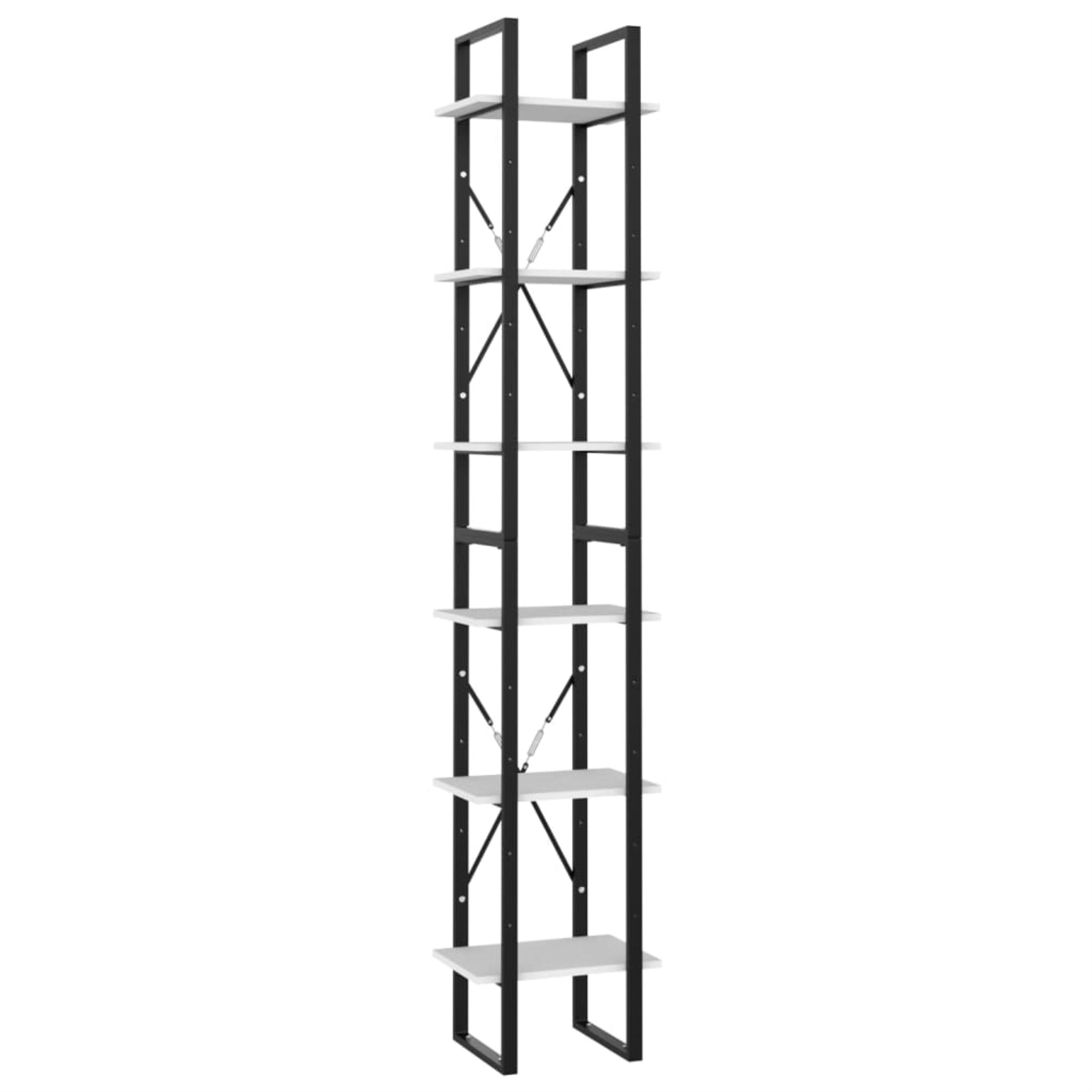 Vidaxl 6-Tier Book Cabinet White 15.7'X11.8'X82.7' Chipboard