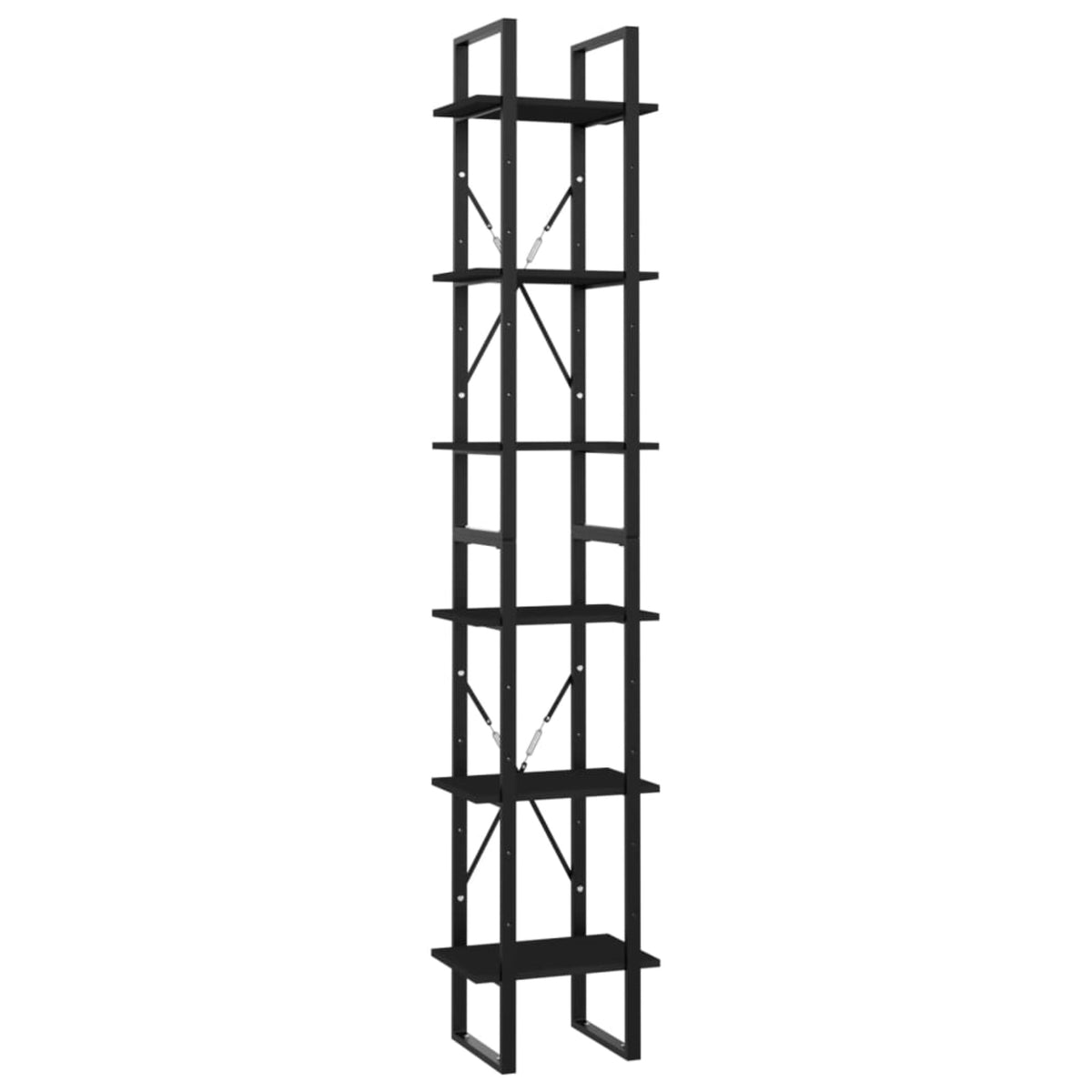 Vidaxl 6-Tier Book Cabinet Black 15.7'X11.8'X82.7' Chipboard