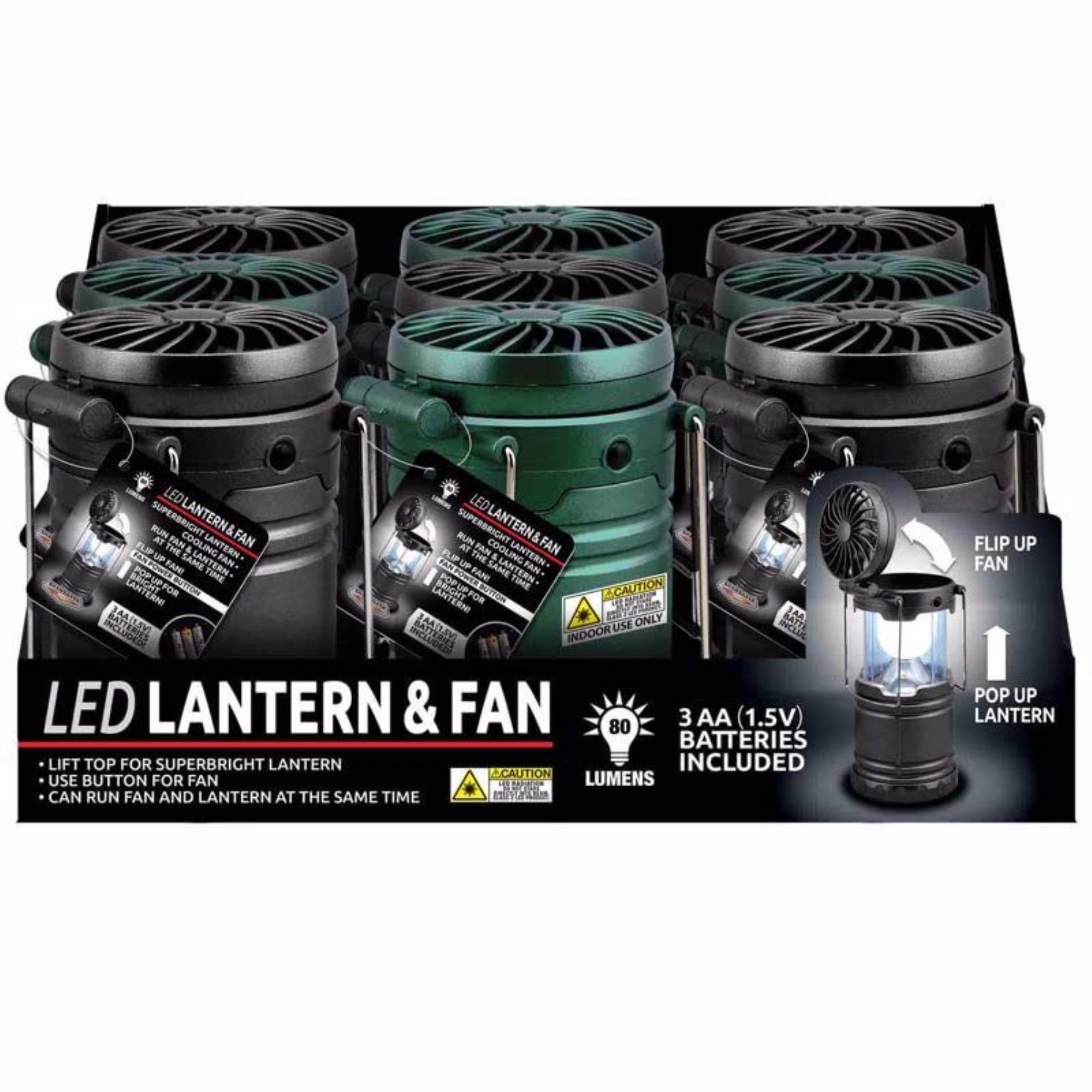 8066725 Led Lantern & Fan 80Lum Blazing Ledz 80 Lm Assorted Led Lantern & Fan (Pack Of 9)