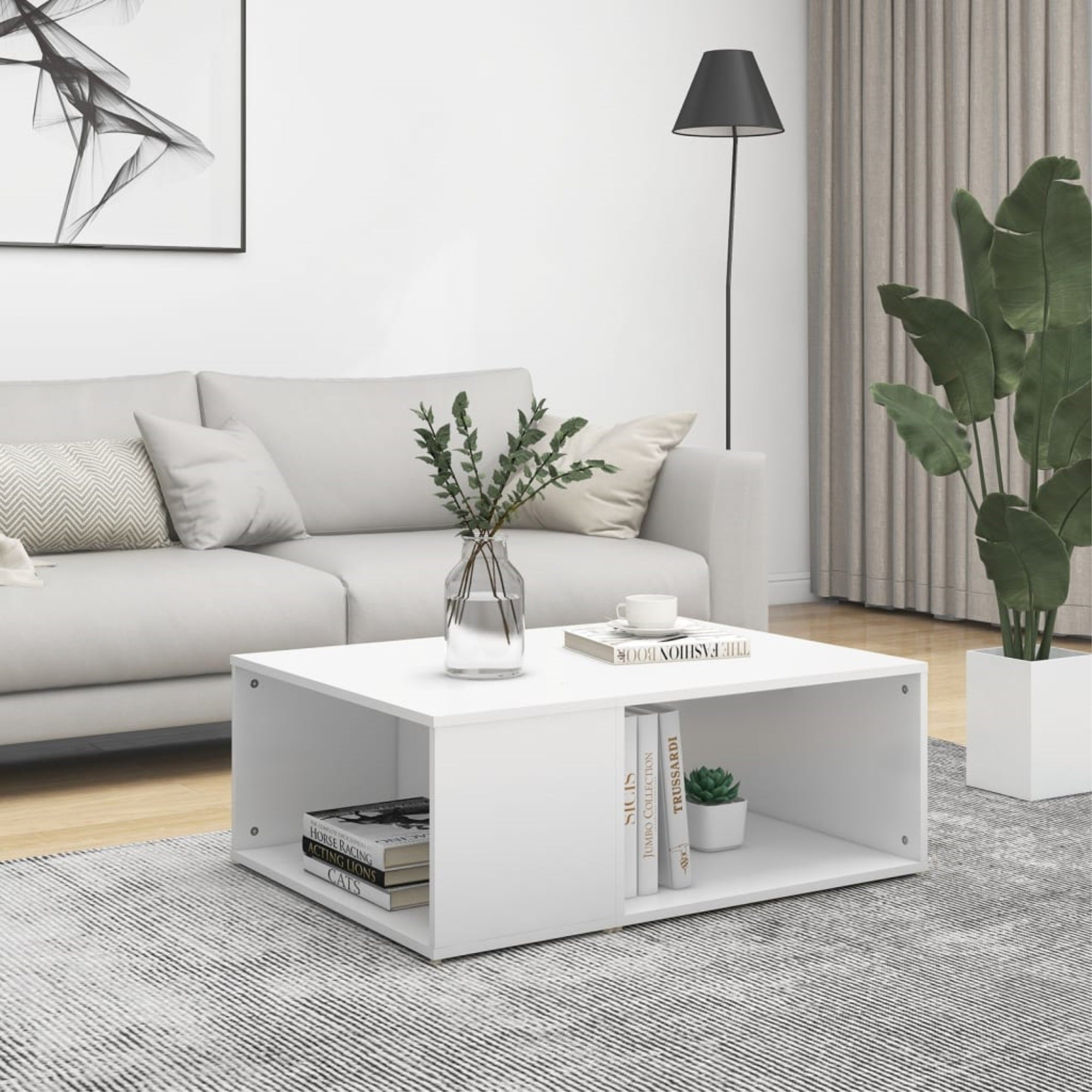 Vidaxl Coffee Table White 35.4'X26.4'X13' Chipboard