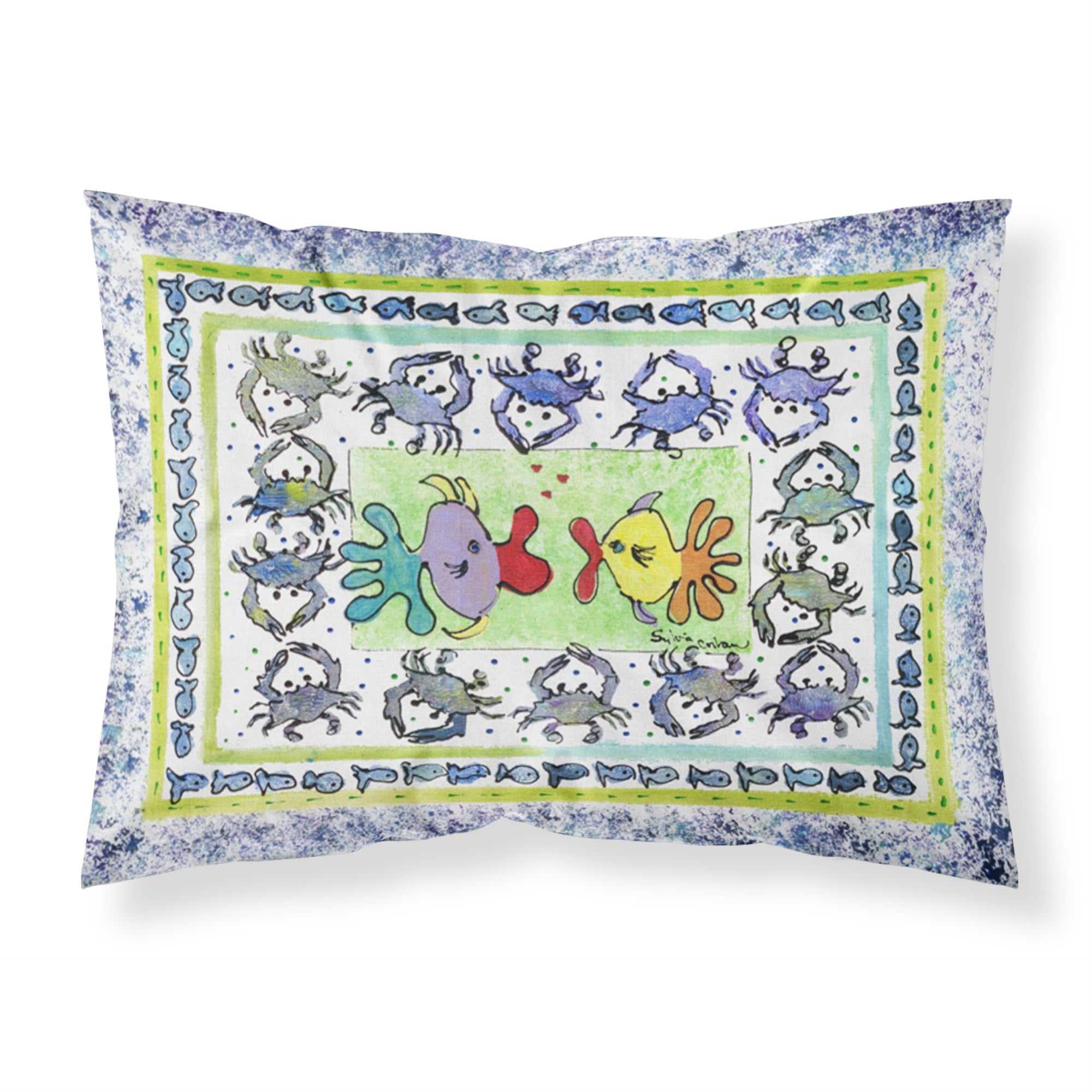 Caroline'S Treasures 8073Pillowcase Kissing Fish Moisture Wicking Fabric Standard Pillowcase, Large, Multicolor