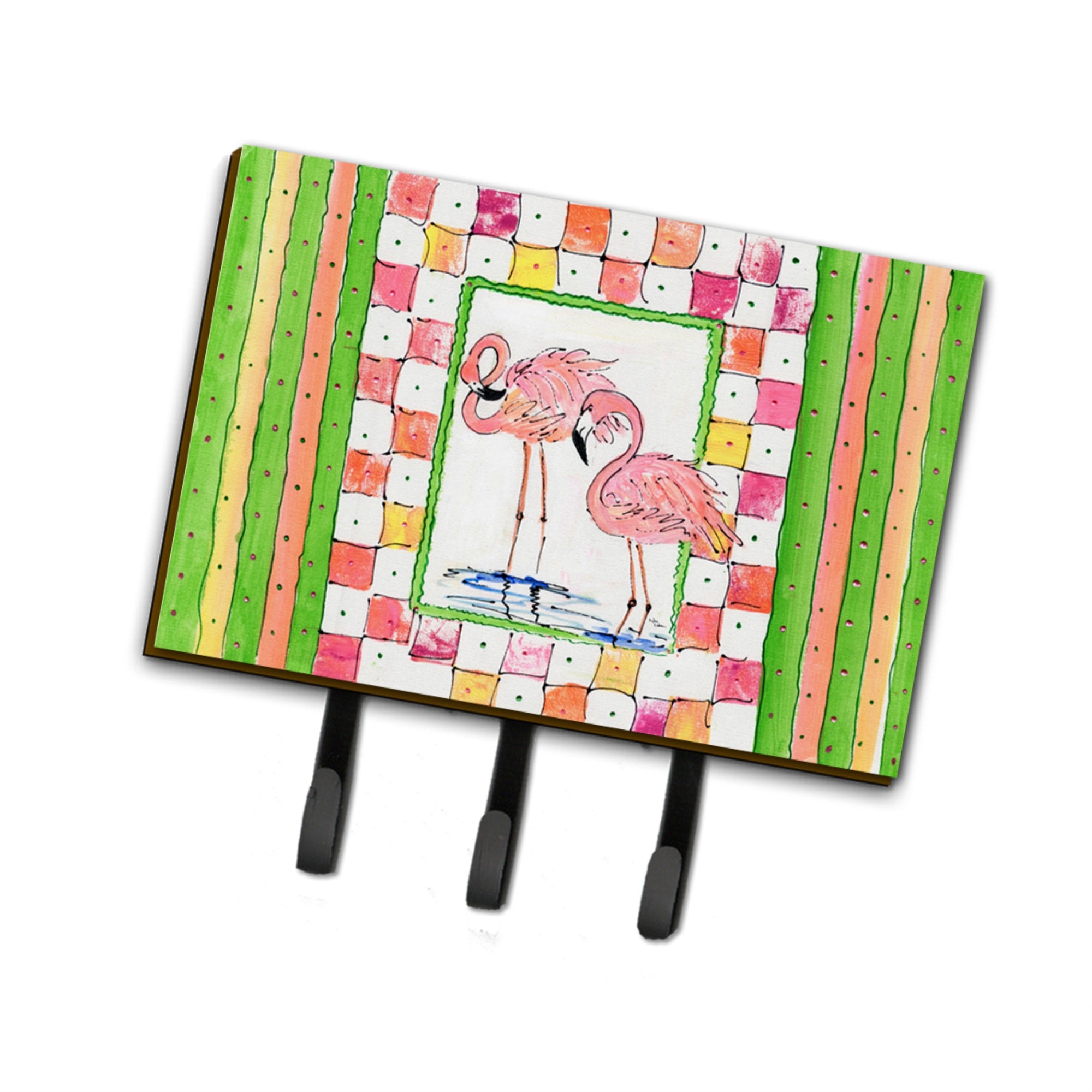 Caroline'S Treasures 8077Th68 Bird-Flamingo Leash Holder Or Key Hook, Large, Multicolor