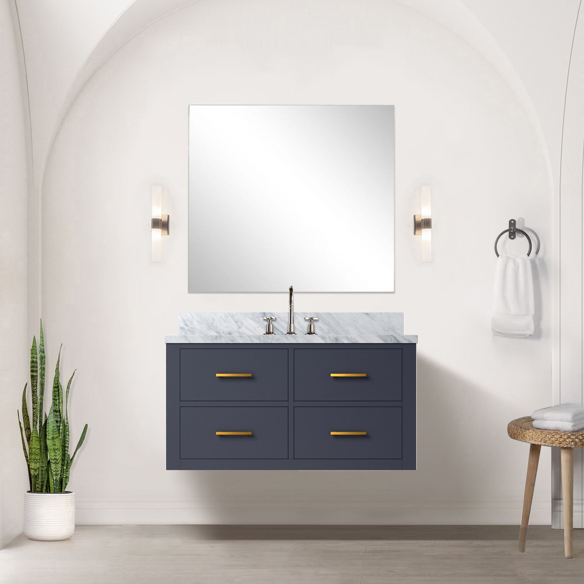 Blue Single Bath Vanity 36 in. W x 22 in. D