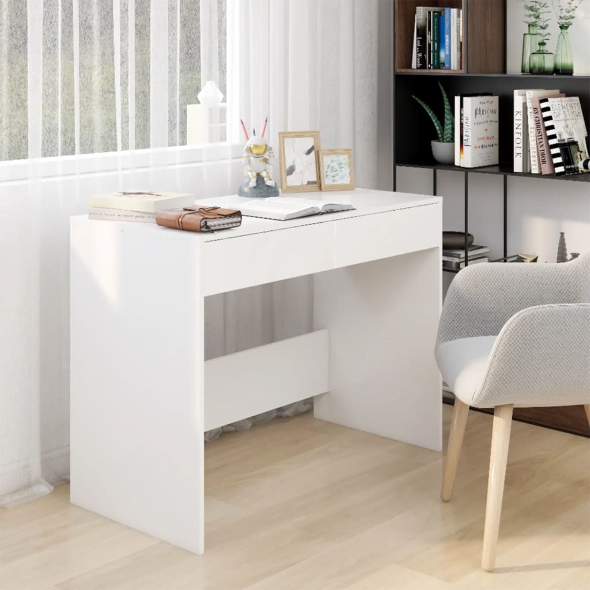 Vidaxl Desk White 39.8'X19.7'X30.1' Chipboard
