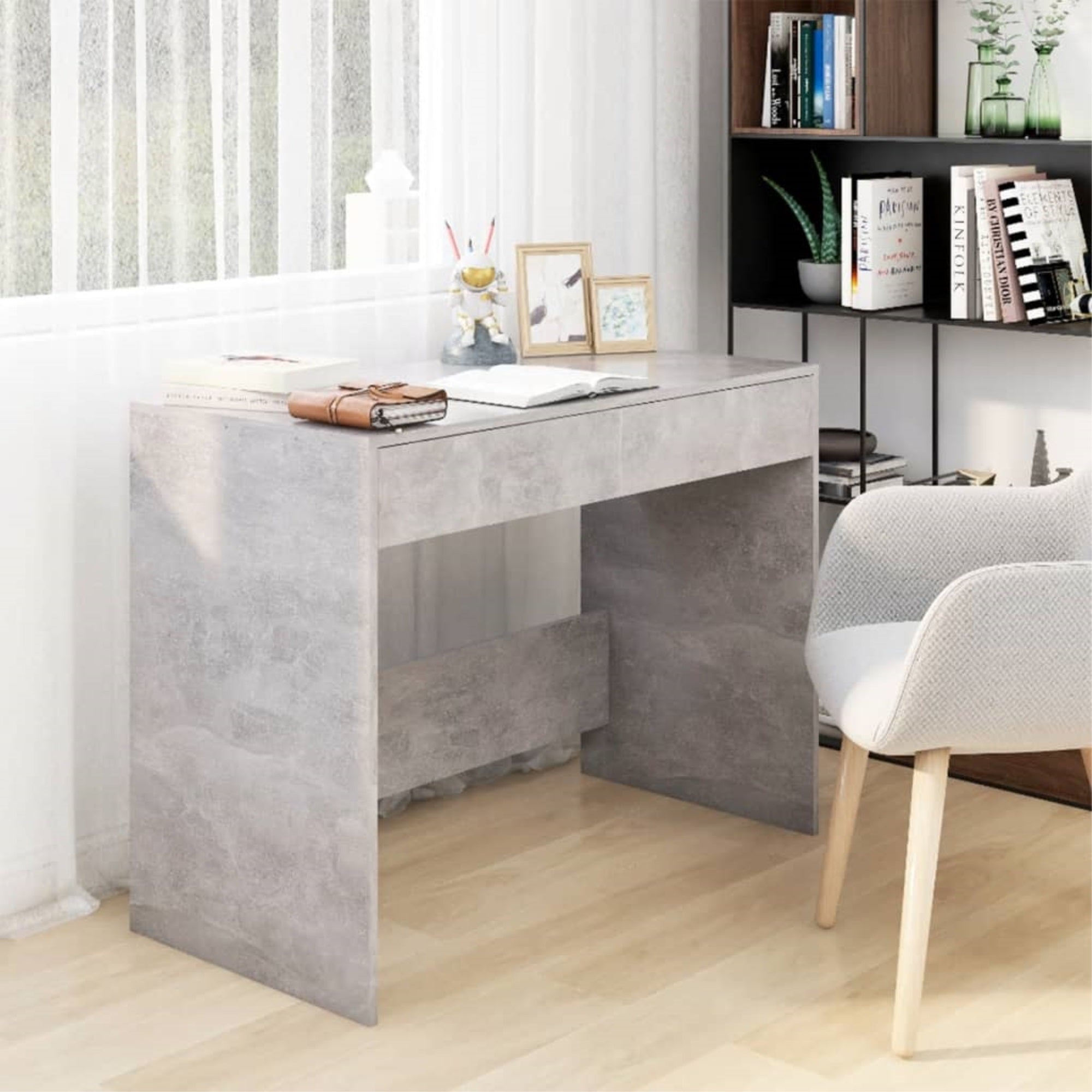 Vidaxl Desk Concrete Gray 39.8'X19.7'X30.1' Chipboard