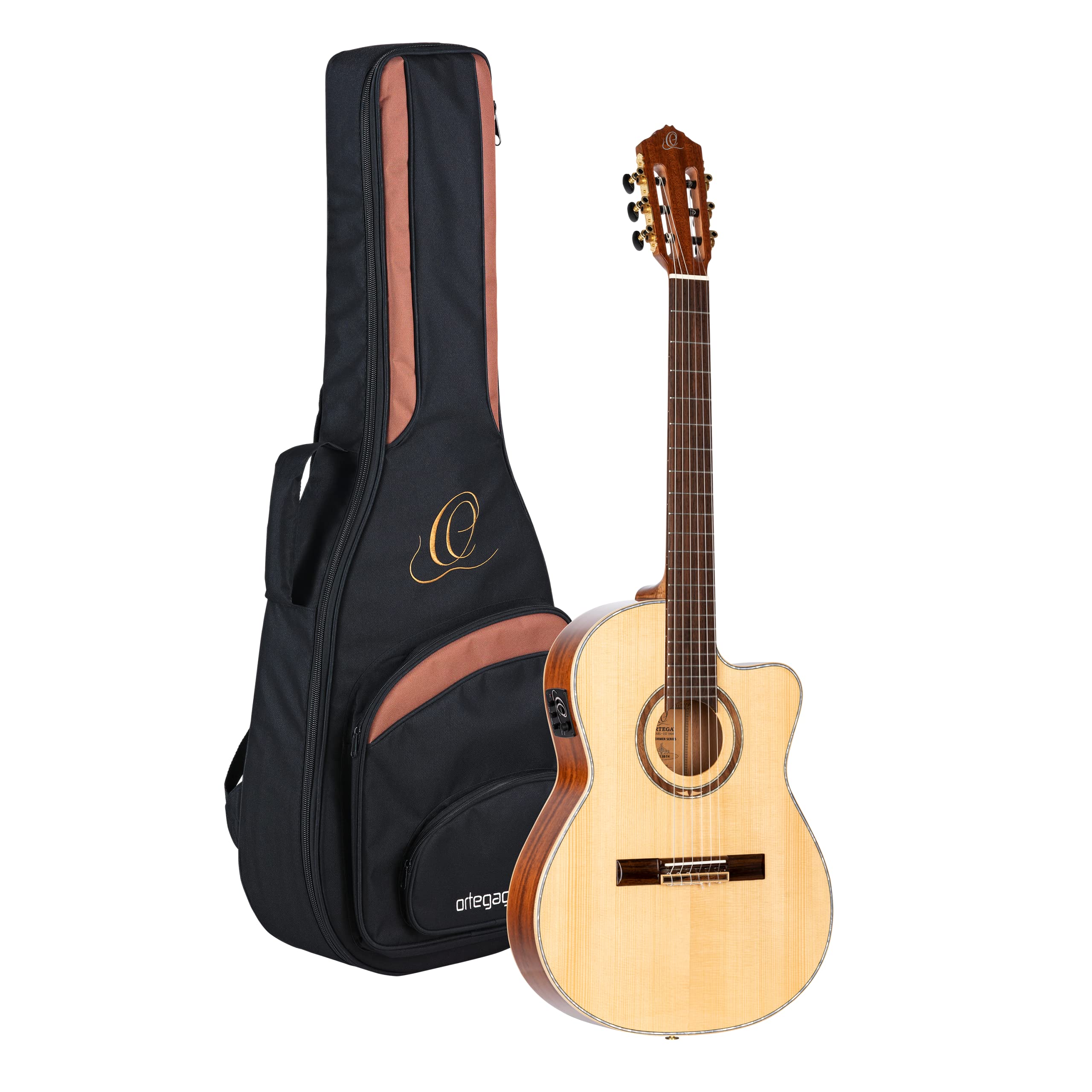 Performer Series Solid Top Thinline Crossover Acoustic-Electric Nylon Classical Guitar with Bag