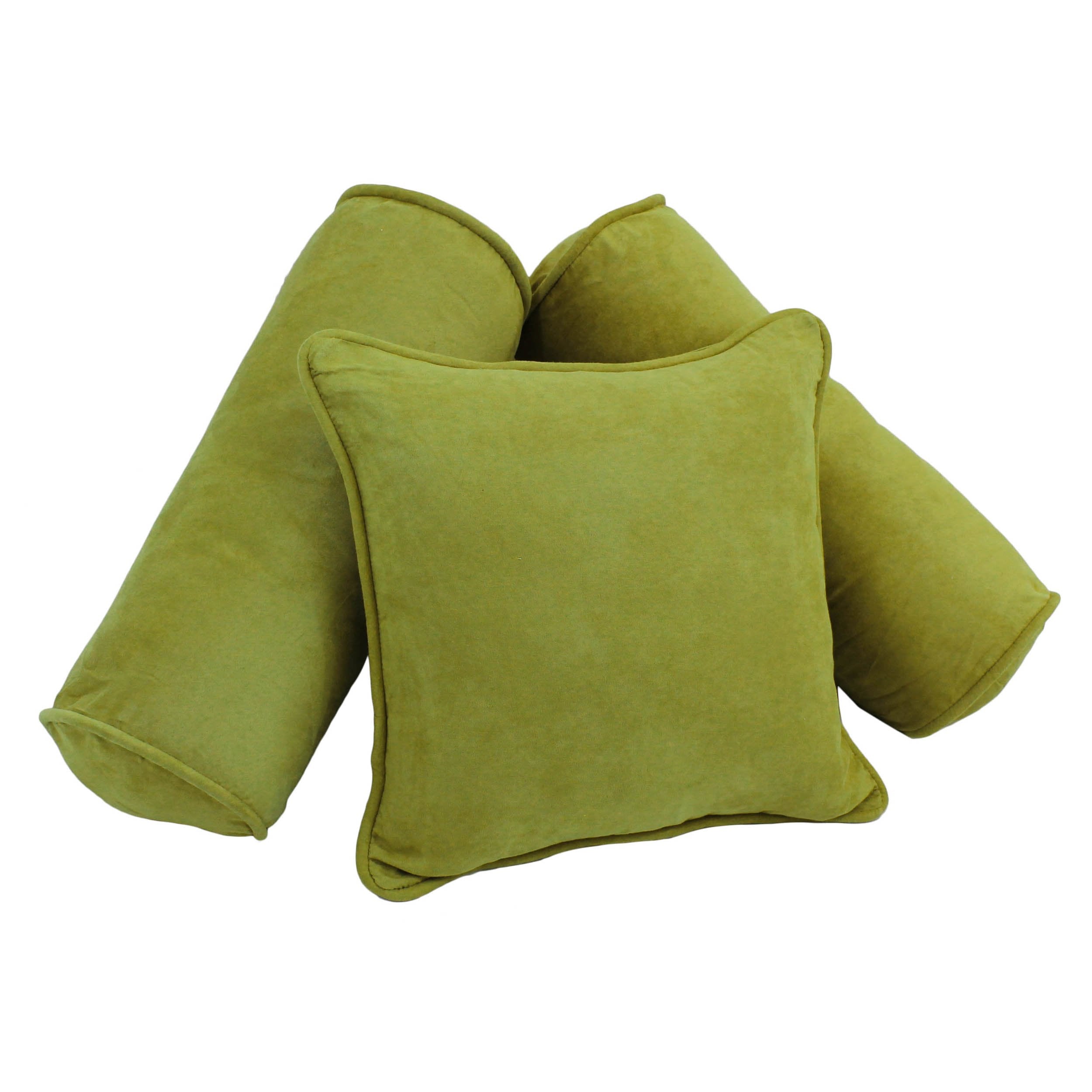 Double-corded Solid Microsuede Throw Pillows with Inserts (Set of 3) - Mojito Lime