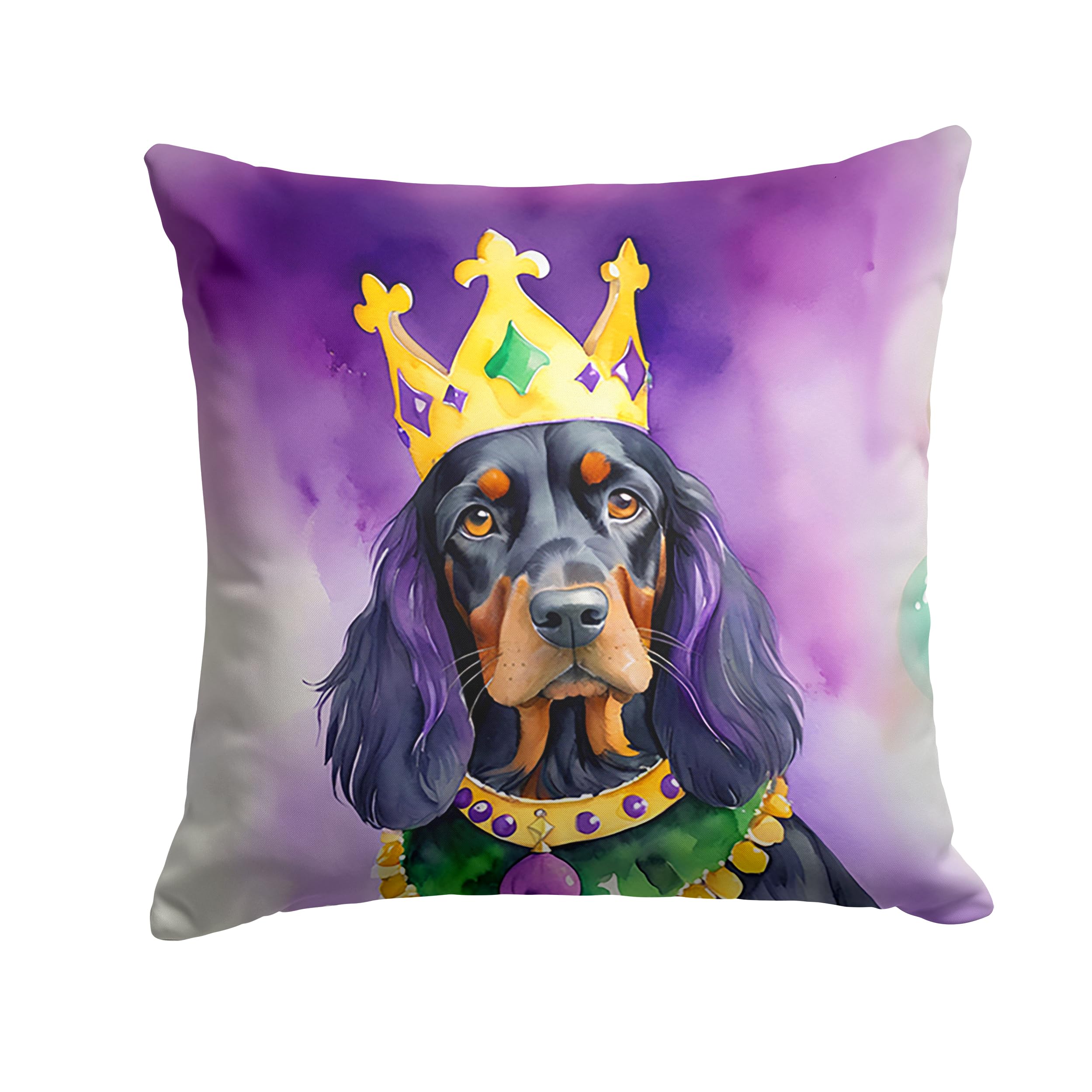 Carolines Treasures Gordon Setter King of Mardi Gras Throw Pillow Machine Washable, Indoor Outdoor Decorative Pillow for Couch, Bed or Patio, 18Hx18W