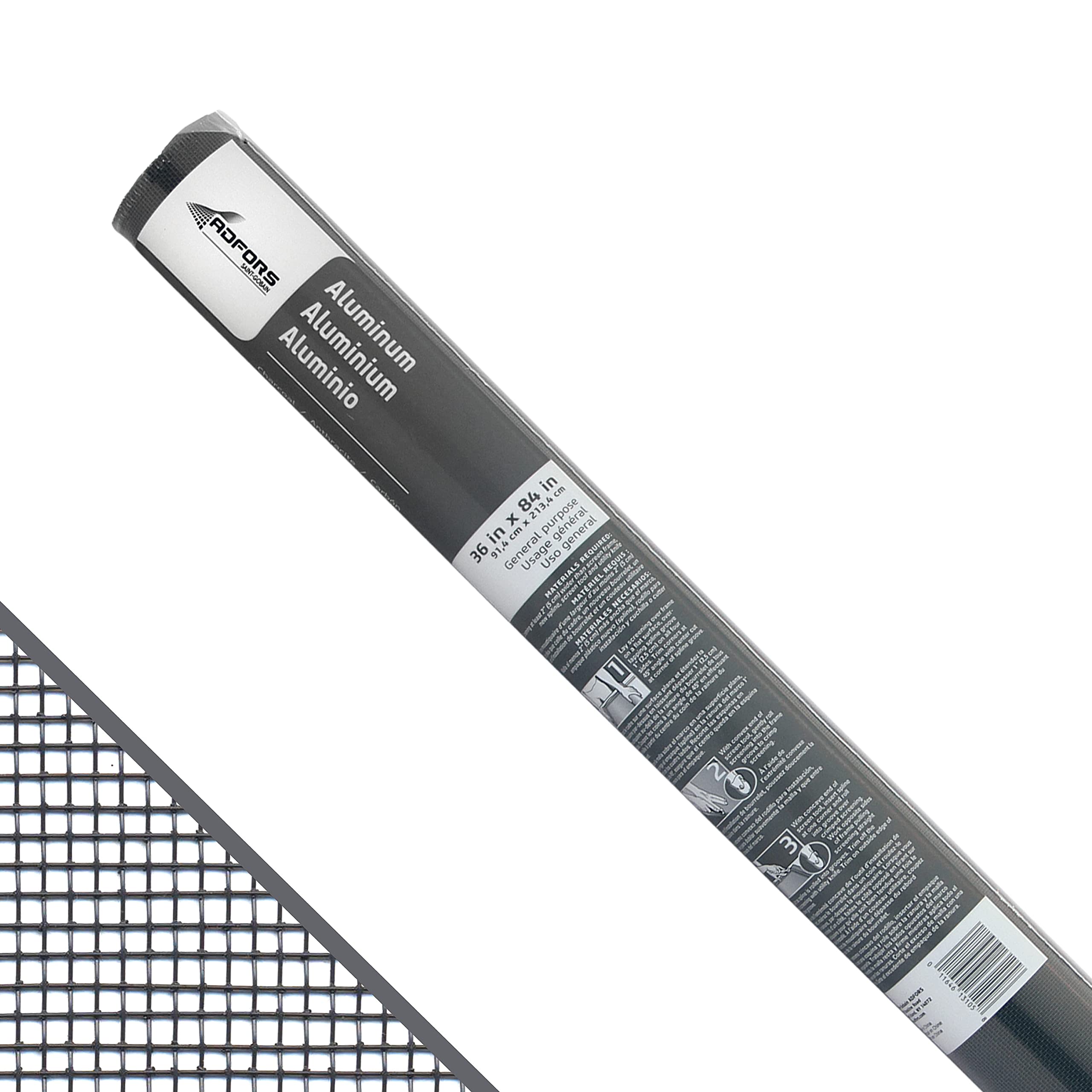 Saint-Gobain Adfors Fcs9370-M Aluminum Window Screen, 36 X 84, Charcoal