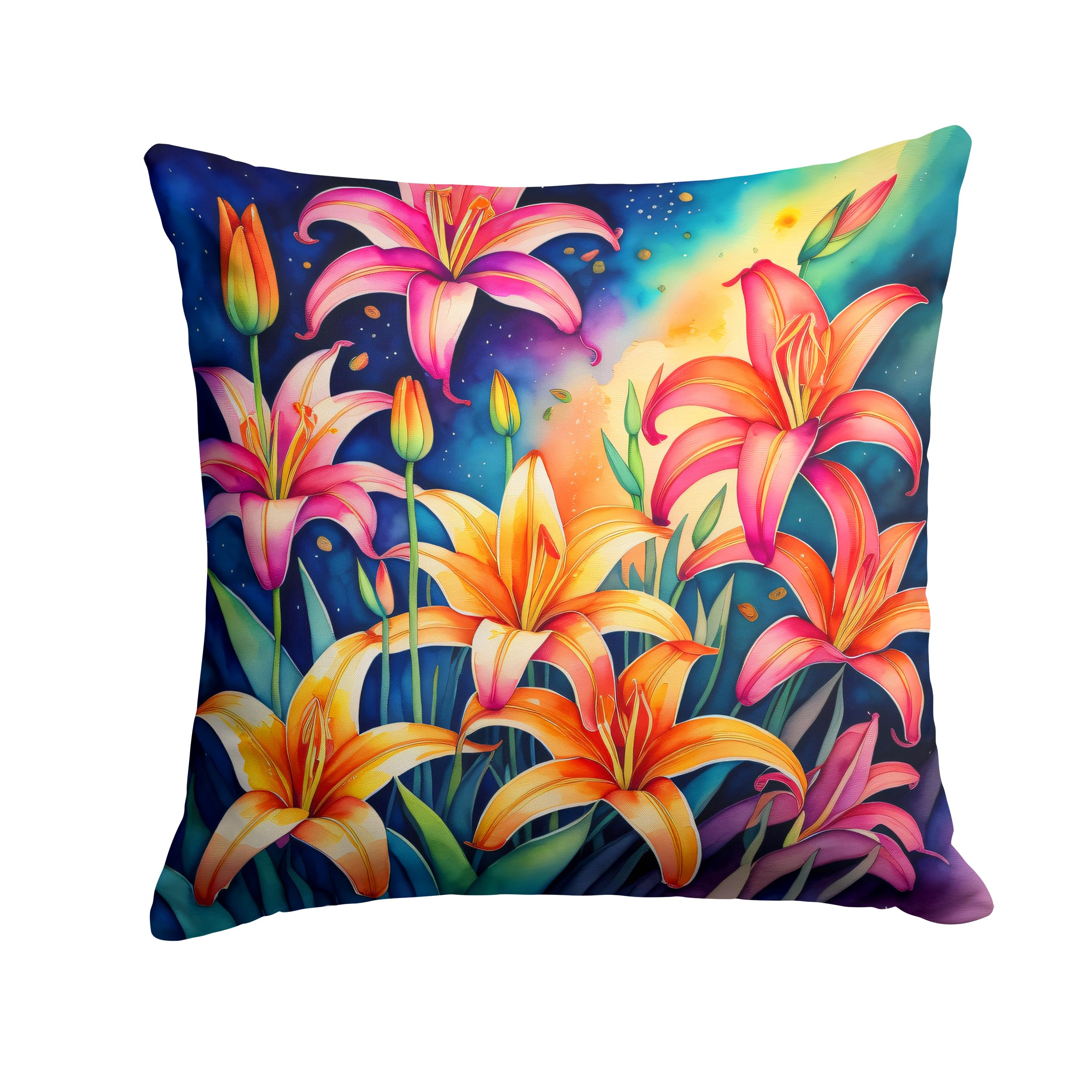 Colorful Lilies Throw Pillow