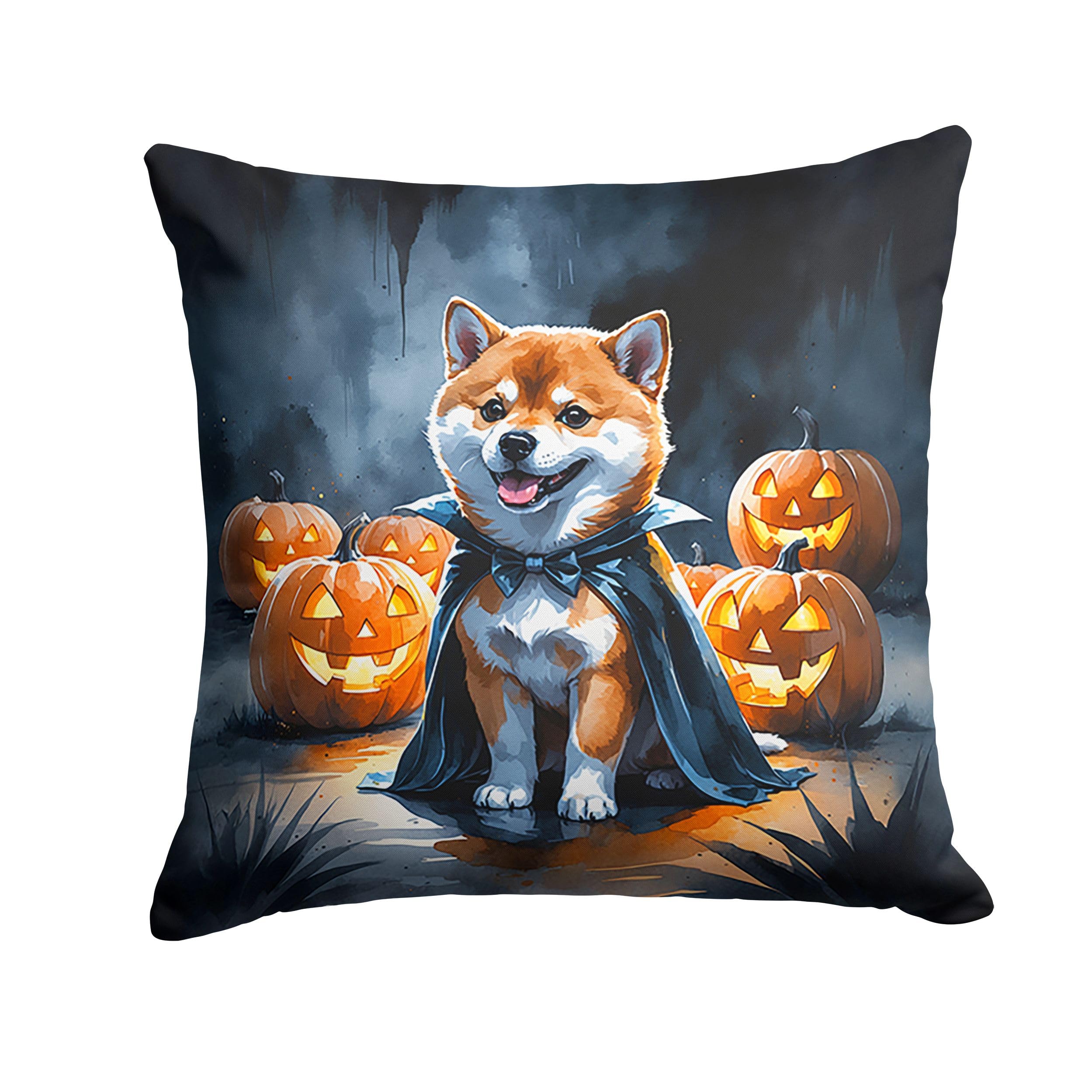 Carolines Treasures Shiba Inu Puppy Halloween Throw Pillow Machine Washable, Indoor Outdoor Decorative Pillow for Couch, Bed or Patio, 18Hx18W