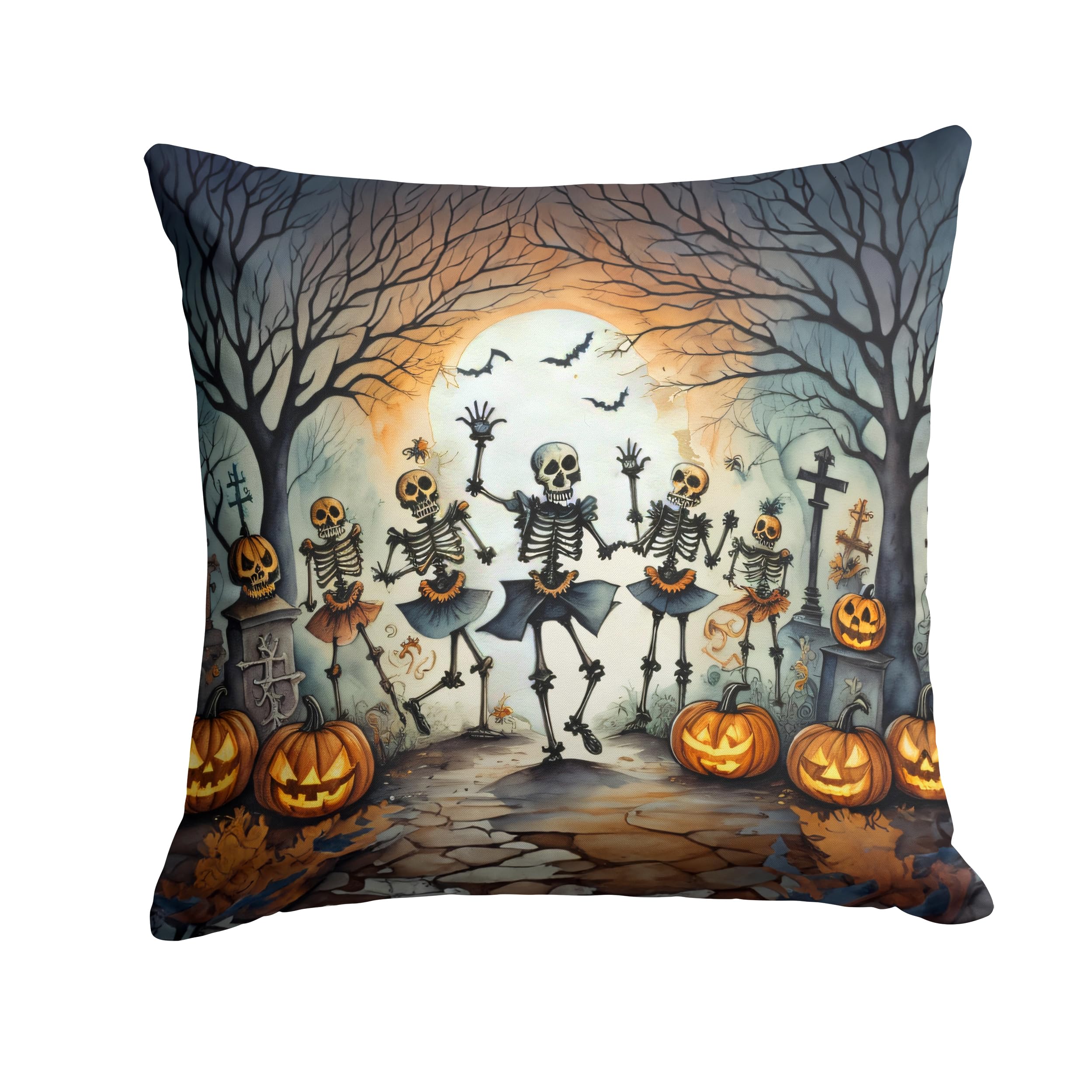 Dancing Skeletons Spooky Halloween Throw Pillow