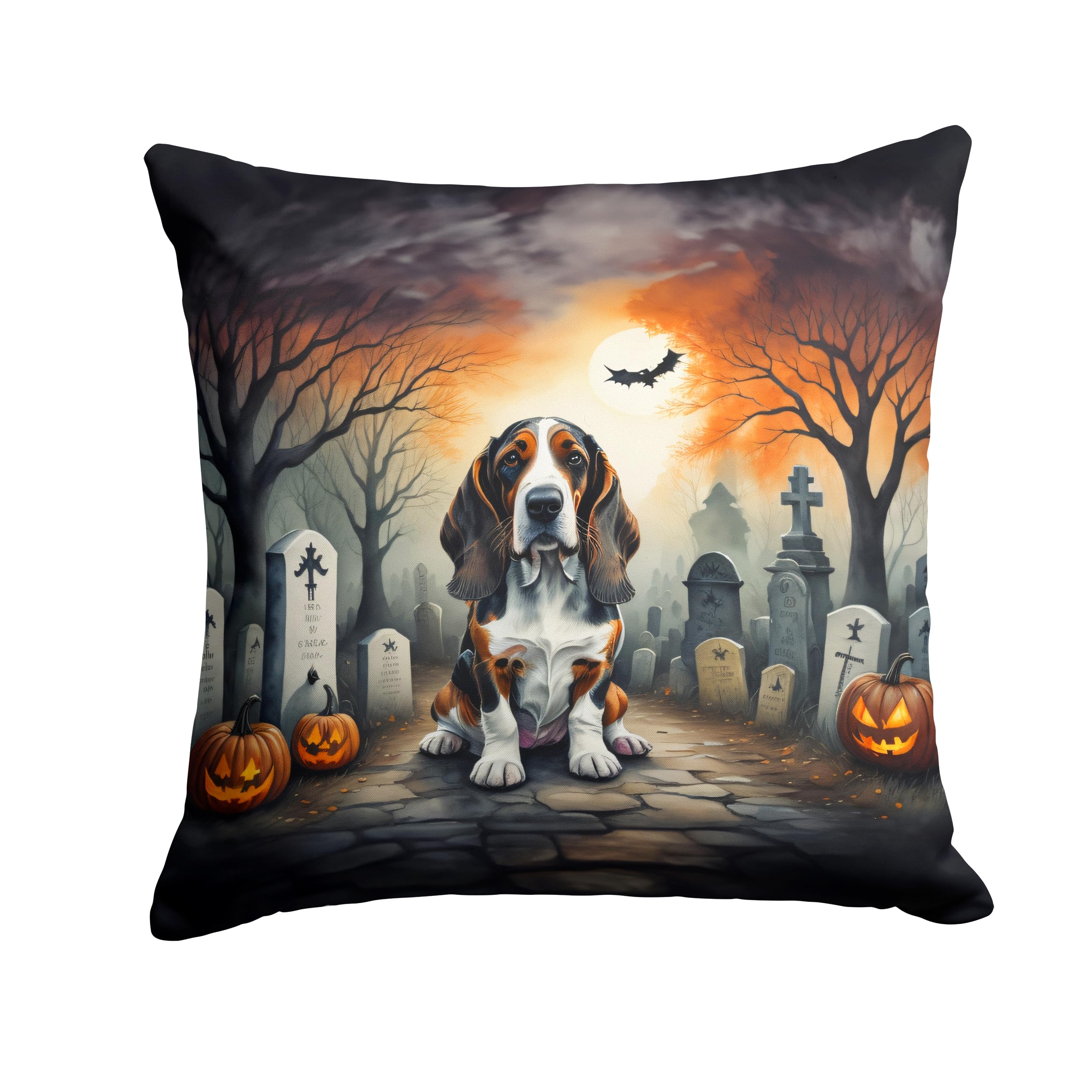Basset Hound Spooky Halloween Throw Pillow
