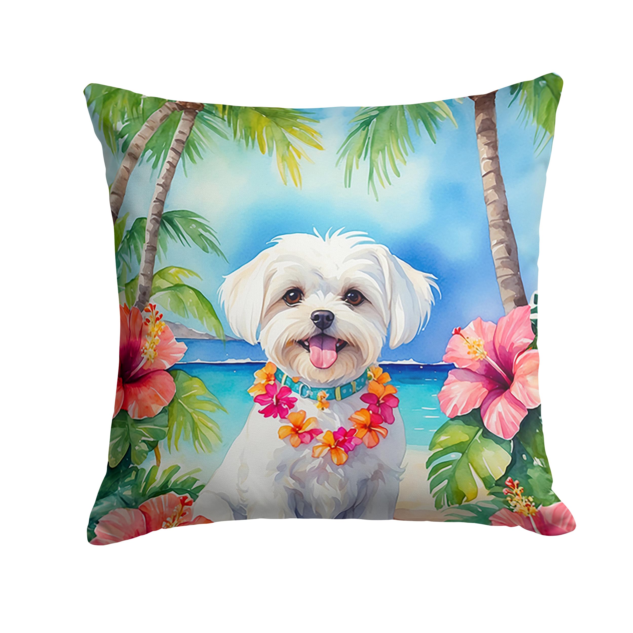 Carolines Treasures Luau Party Decorative Throw Pillow, 18Hx18W, Maltese 6472