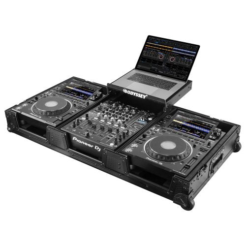 INDUSTRIAL BOARD GLIDE STYLE CASE FITTING MOST 12″ DJ MIXERS AND TWO PIONEER CDJ-3000