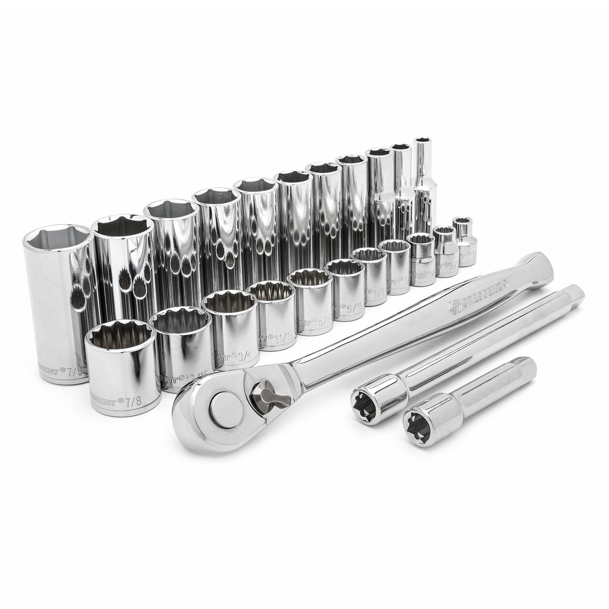 Crescent 25 Pc 38 Drive 6 & 12 Point Standard & Deep Sae Mechanics Tool Set - Csws8N