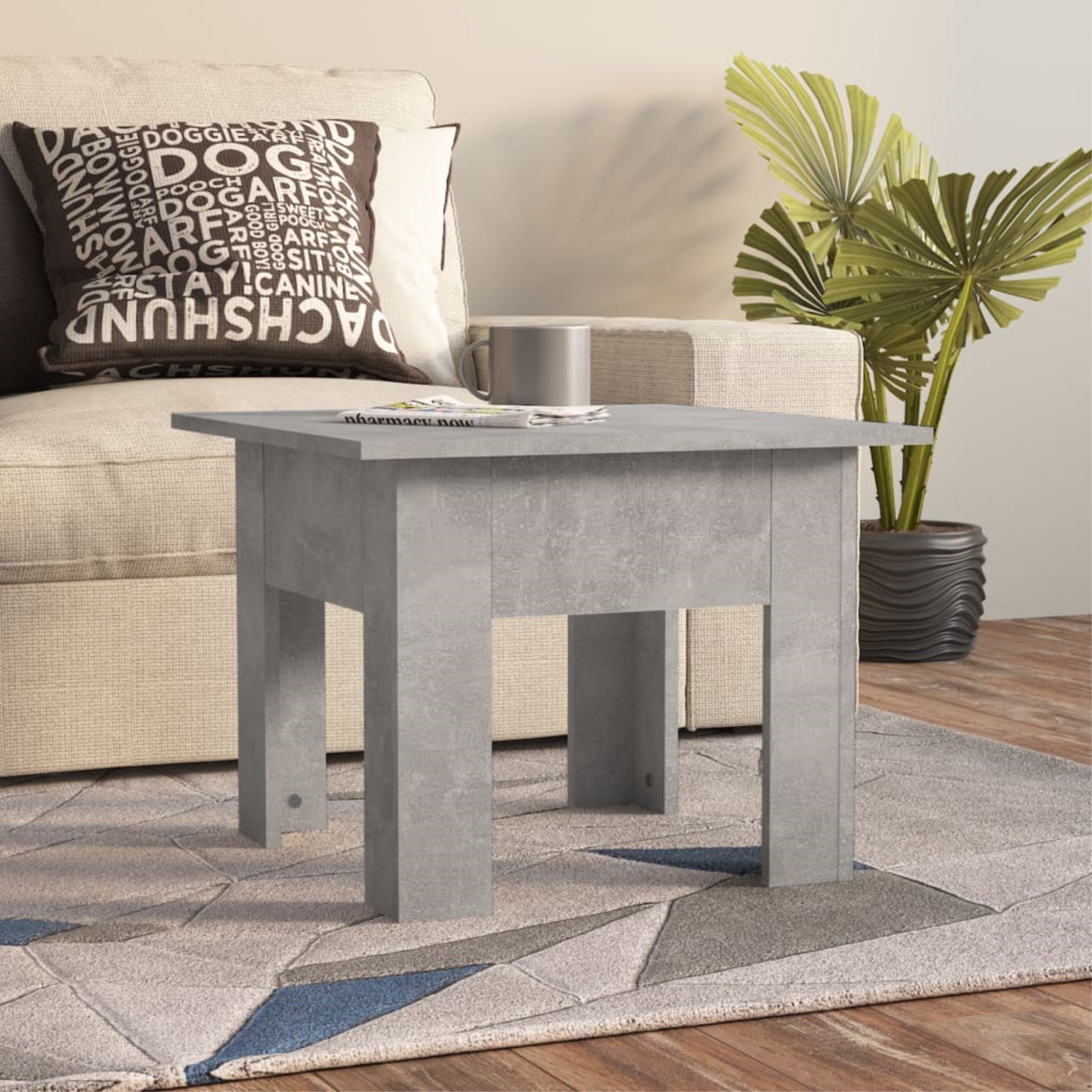 Vidaxl Coffee Table Concrete Gray 21.7'X21.7'X16.5' Chipboard