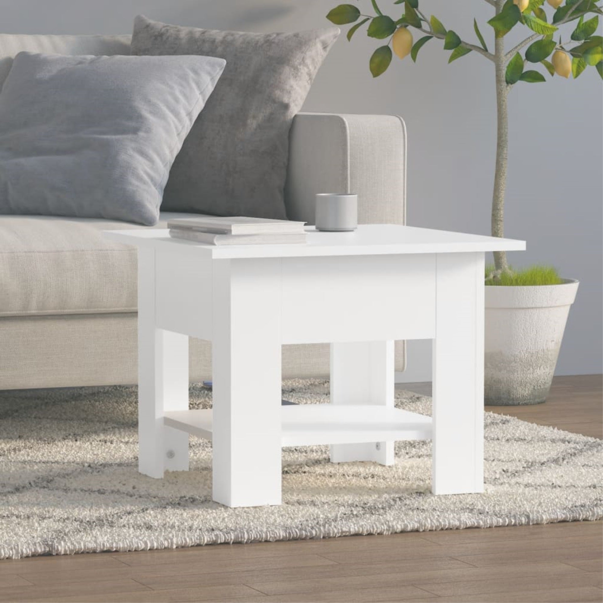 Vidaxl Coffee Table White 21.7'X21.7'X21.7' Chipboard