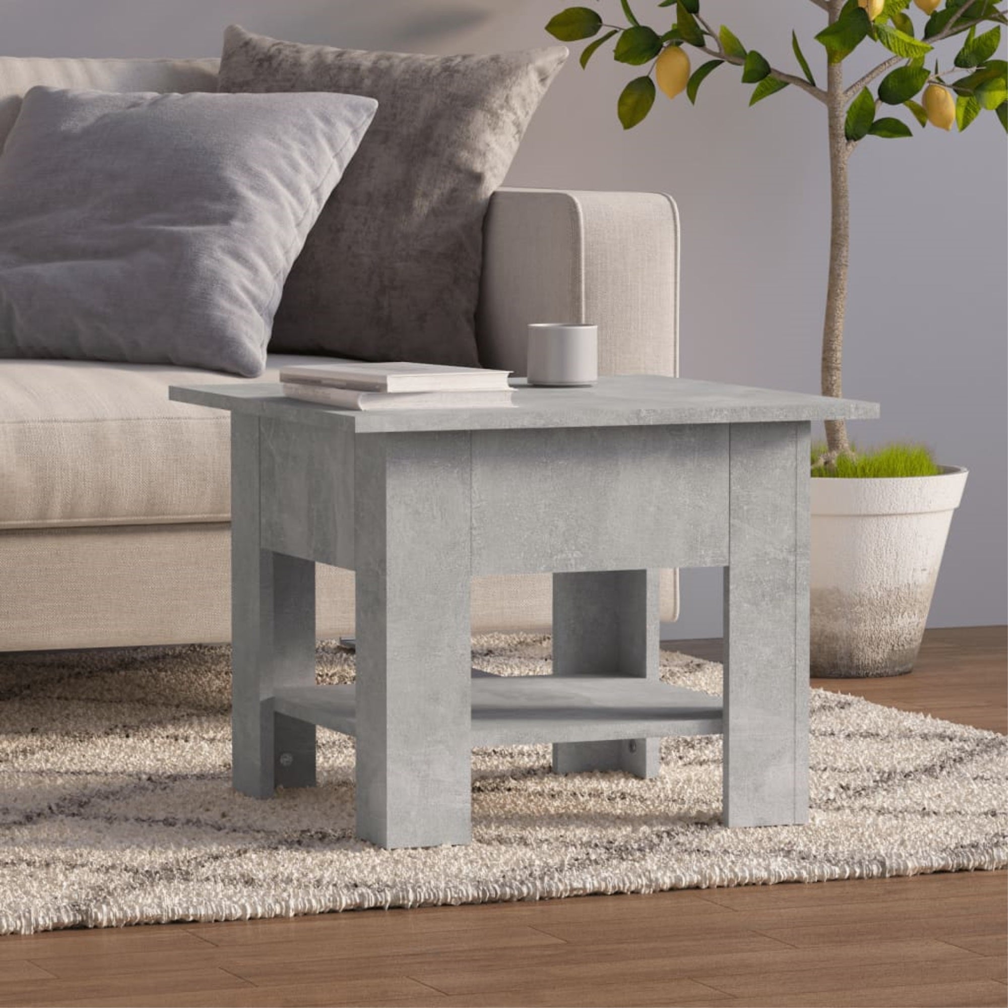 Vidaxl Coffee Table Concrete Gray 21.7'X21.7'X21.7' Chipboard