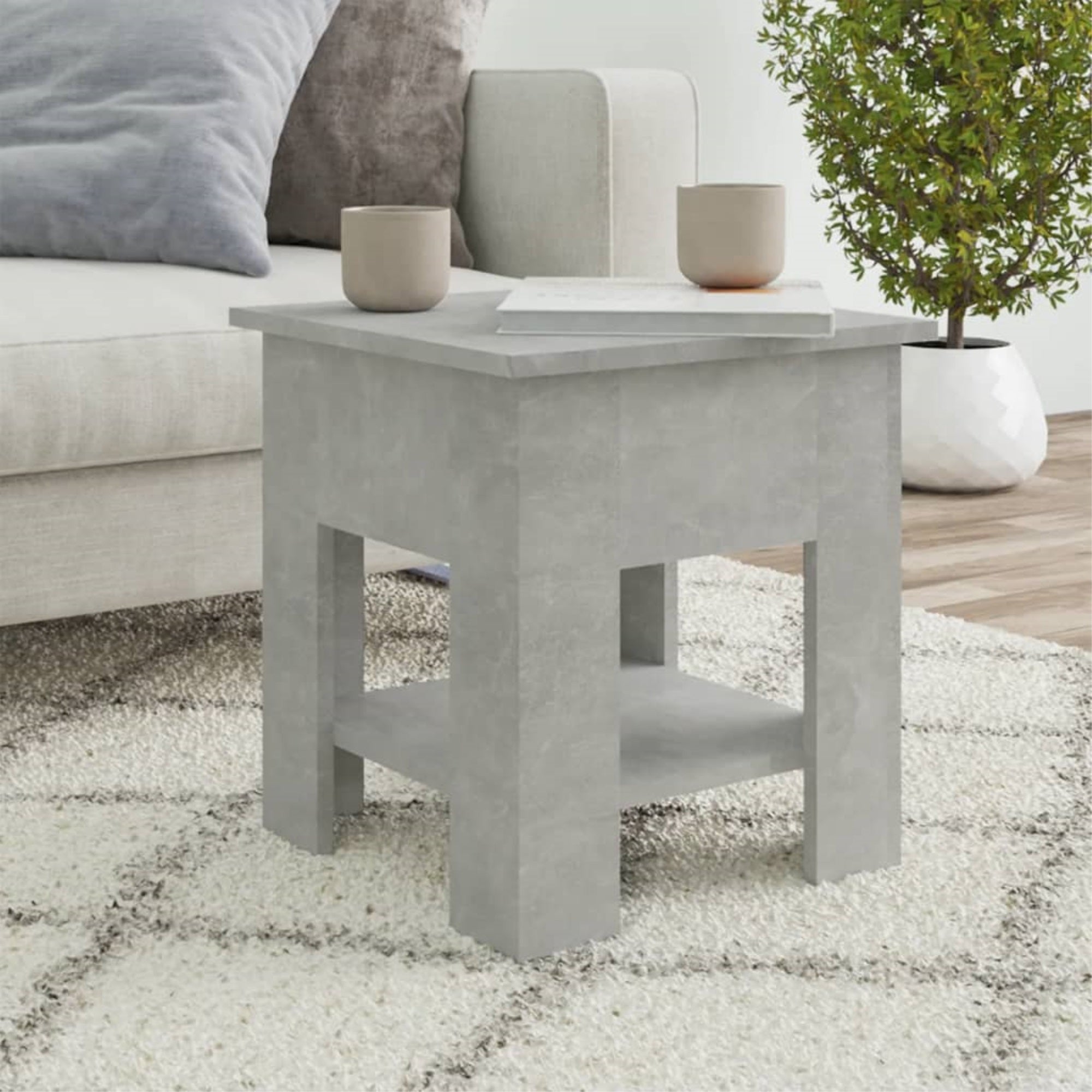 vidaXL Coffee Table Concrete Gray 15.7″x15.7″x16.5″ Engineered Wood