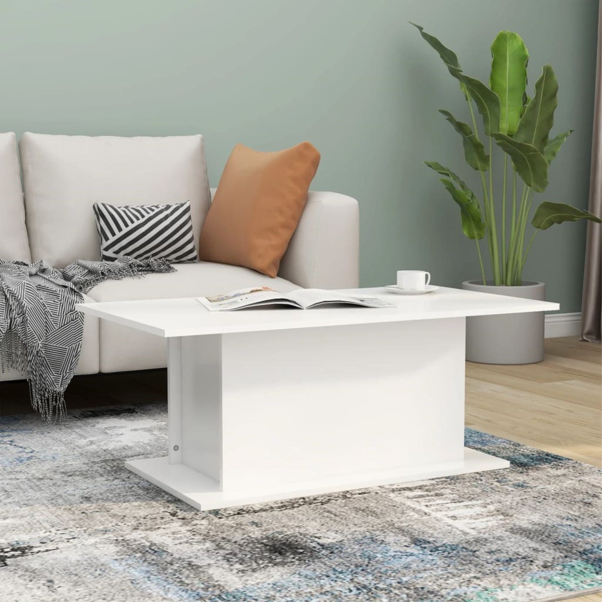Vidaxl Coffee Table White 40.2'X21.9'X15.7' Chipboard