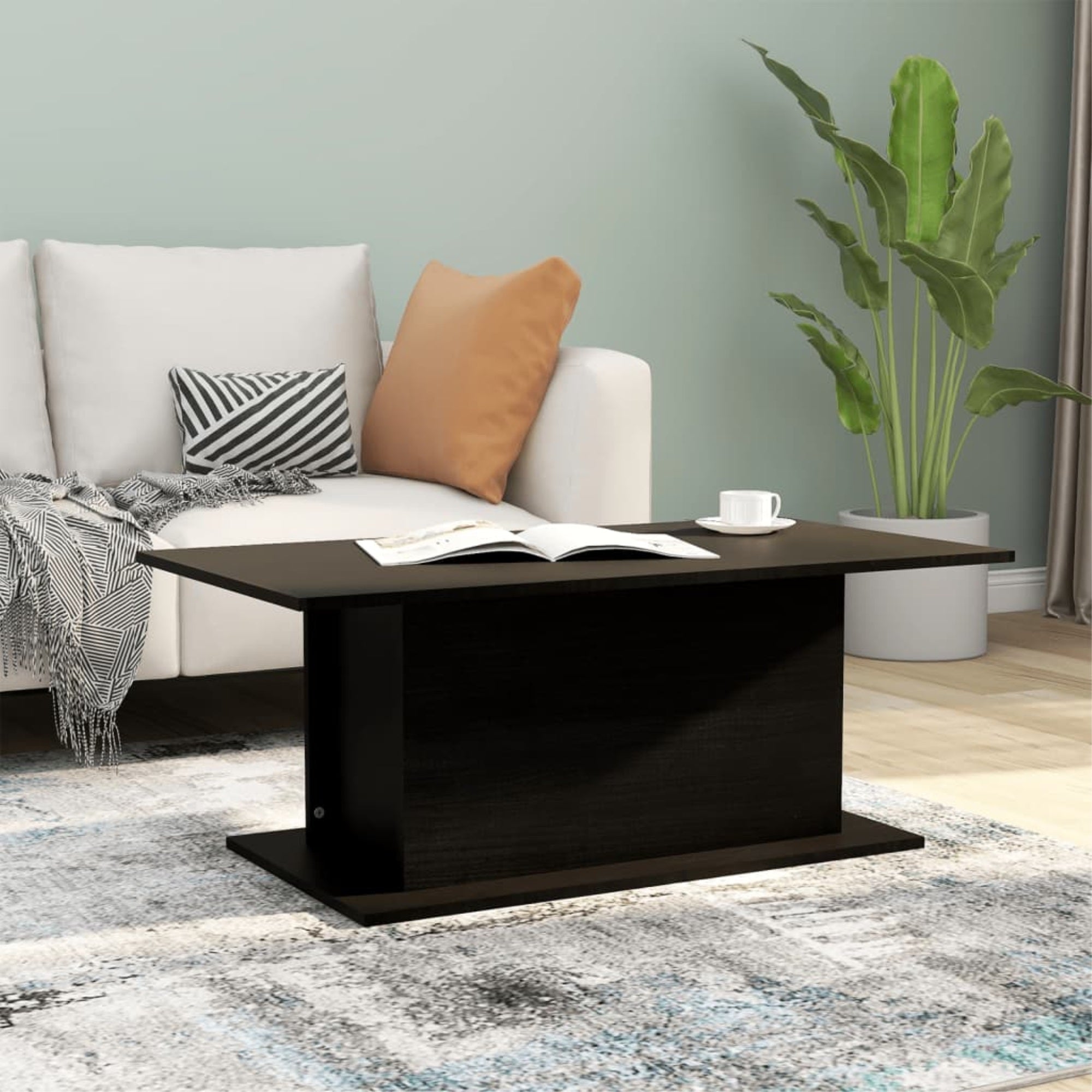 Vidaxl Coffee Table Black 40.2'X21.9'X15.7' Chipboard