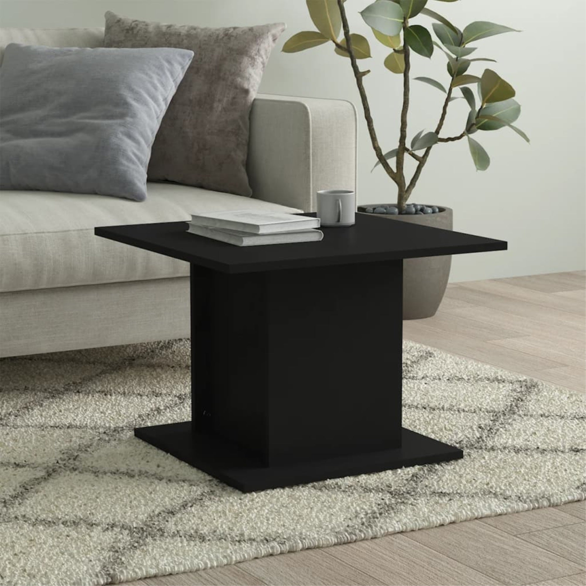 Vidaxl Coffee Table Black 21.9'X21.9'X15.7' Chipboard