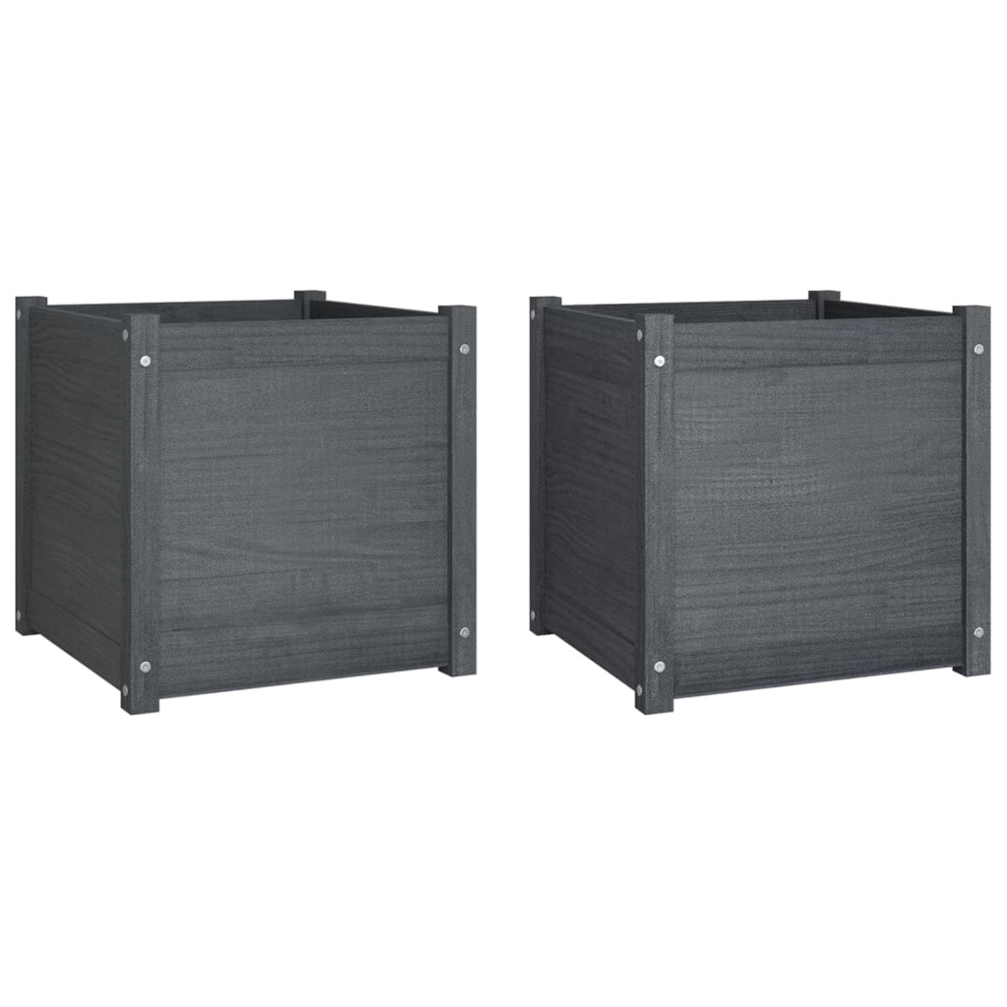 Vidaxl Garden Planters 2 Pcs Gray 19.7'X19.7'X19.7' Solid Wood Pine