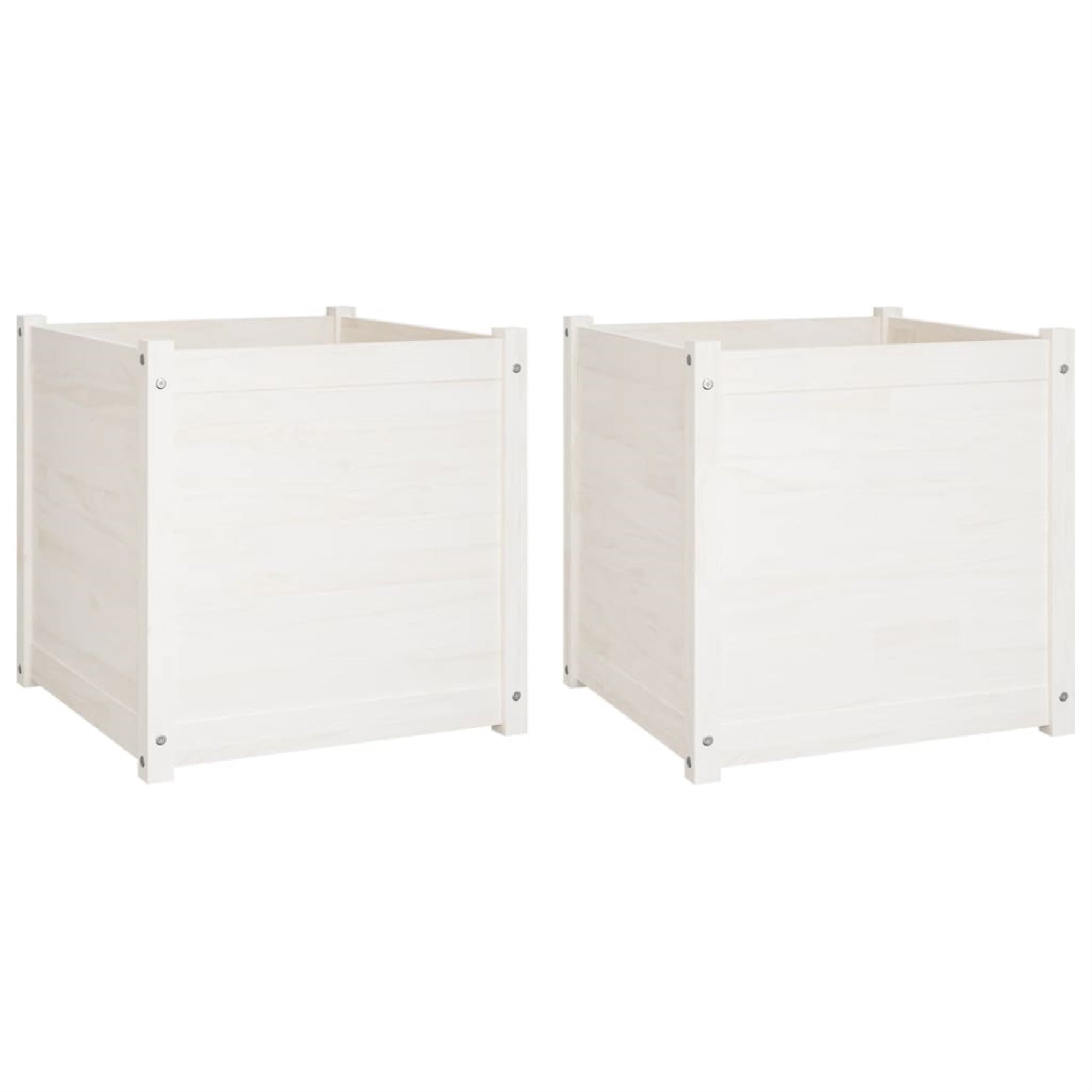 Vidaxl Garden Planters 2 Pcs White 23.6'X23.6'X23.6' Solid Wood Pine