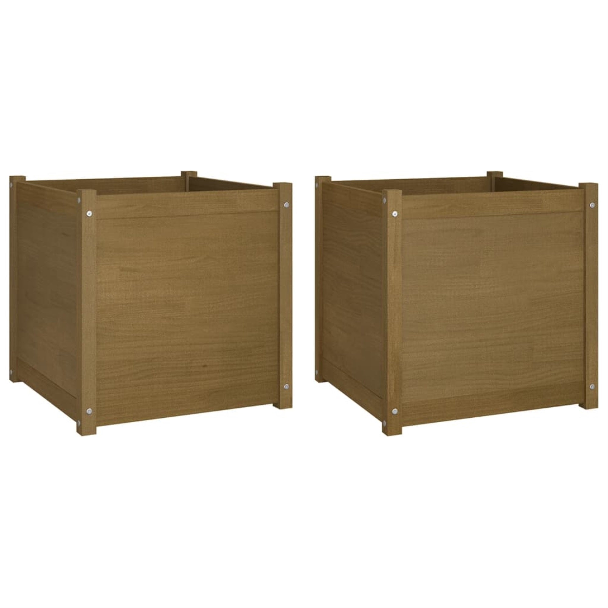 Vidaxl Garden Planters 2 Pcs Honey Brown 23.6'X23.6'X23.6' Solid Wood Pine