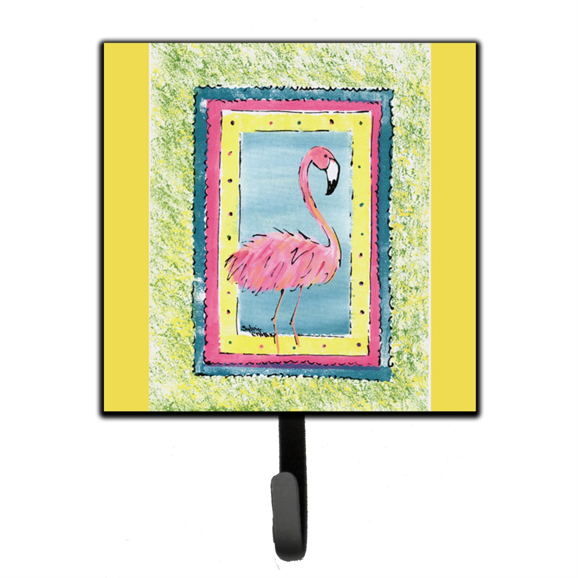 Caroline'S Treasures 8106-Bsh4 Bird-Flamingo Leash Holder Or Key Hook 8106, Small, Multicolor