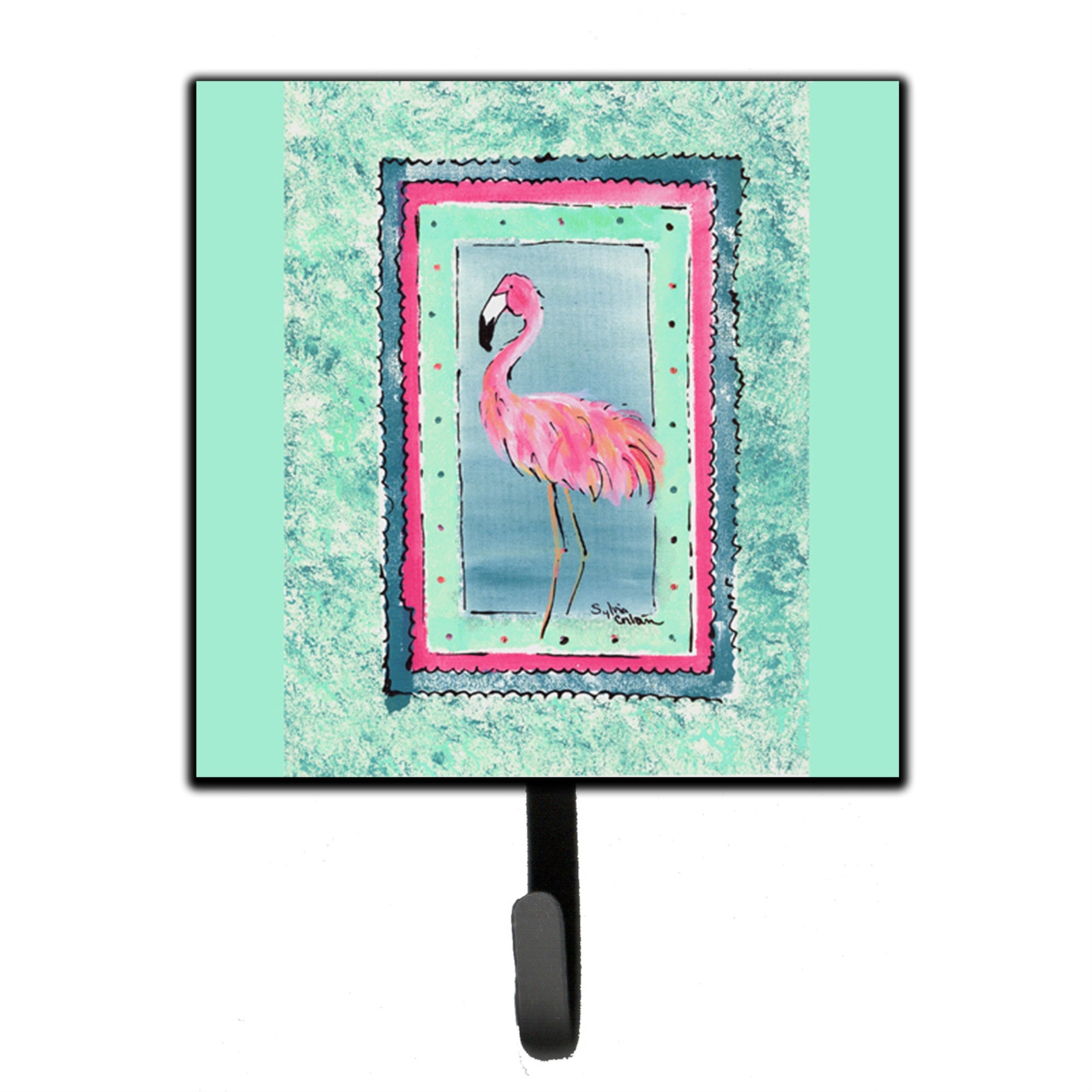 Caroline'S Treasures 8107-Bsh4 Bird-Flamingo Leash Holder Or Key Hook 8107, Small, Multicolor