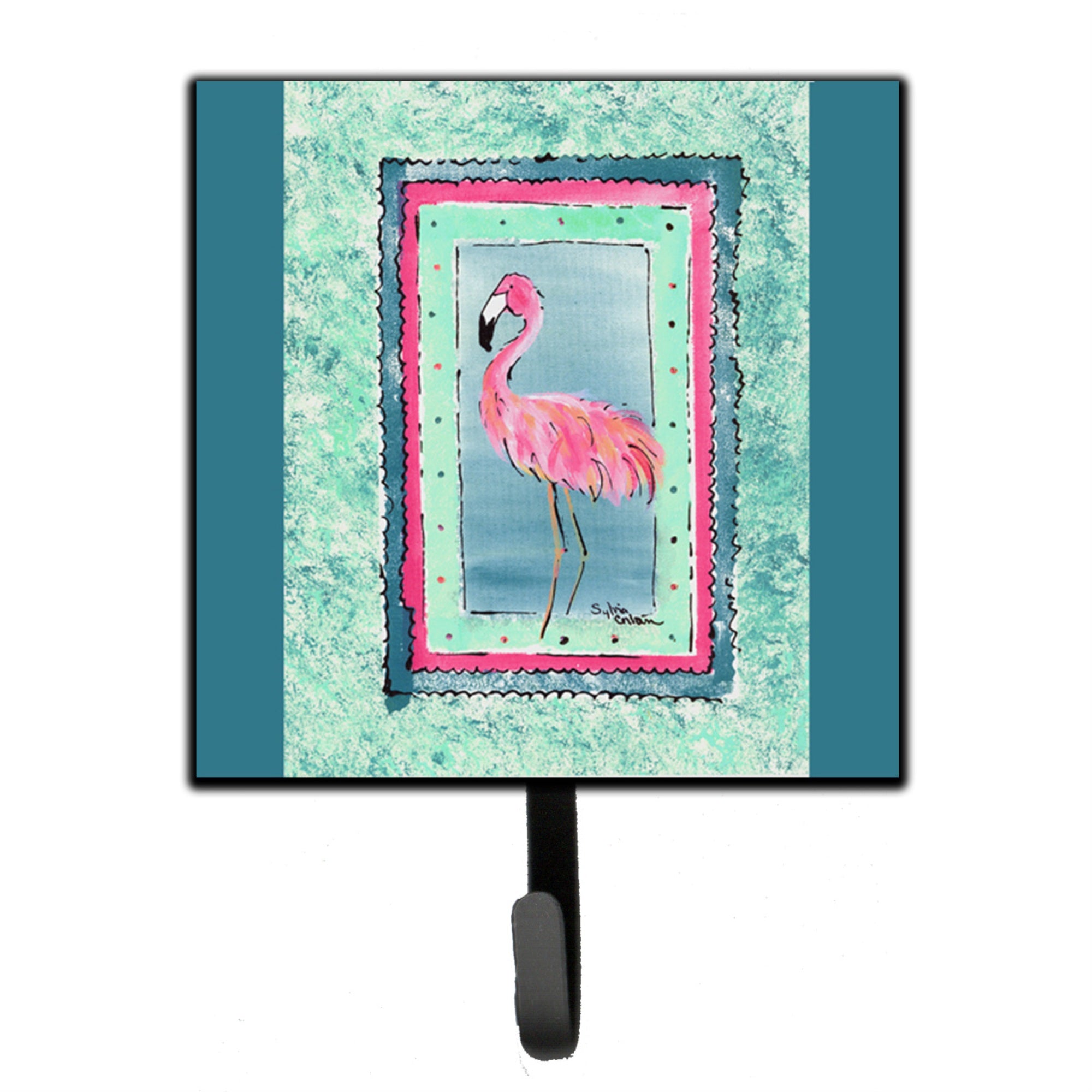 Caroline'S Treasures 8107-Csh4 Bird-Flamingo Leash Holder Or Key Hook 8107, Small, Multicolor
