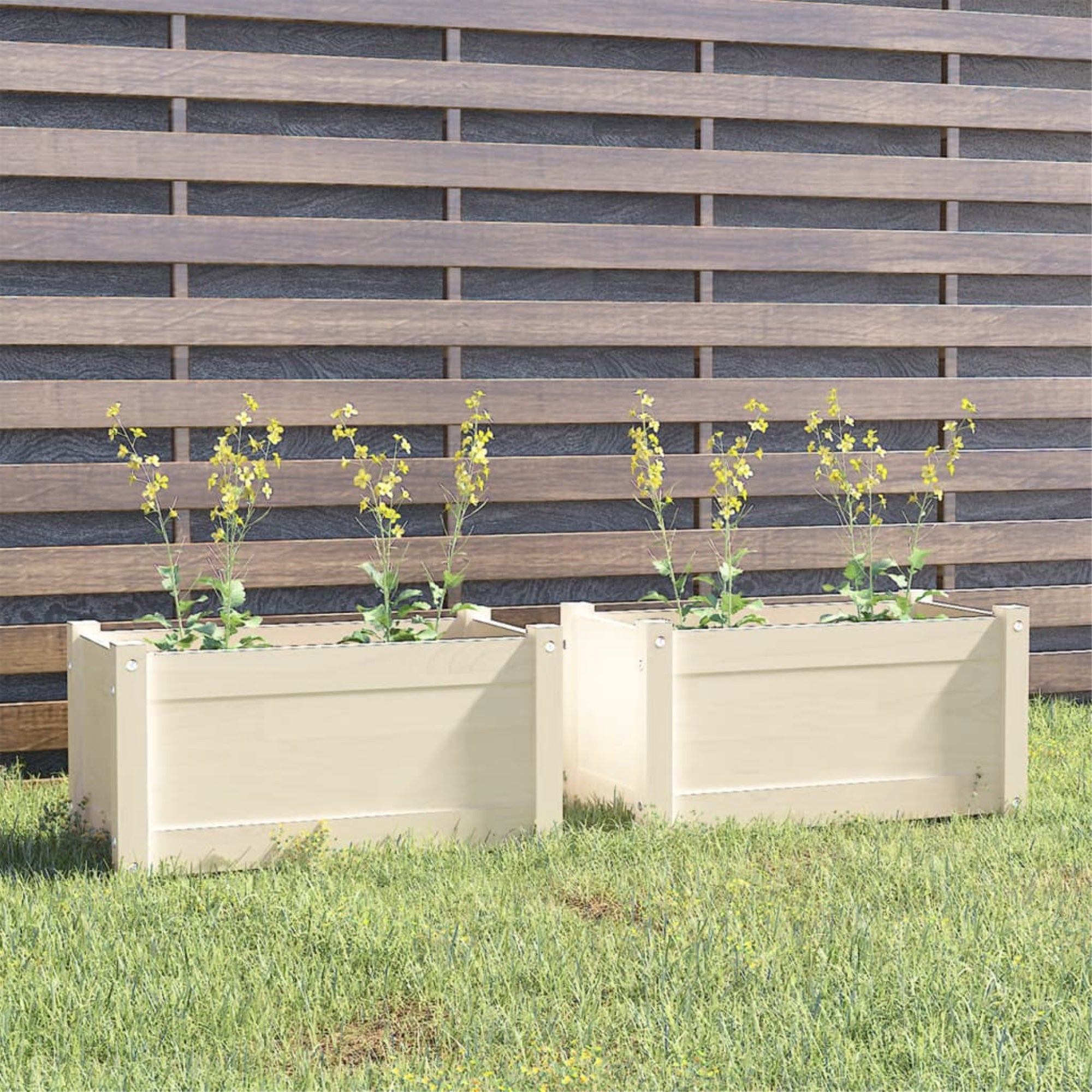 Vidaxl Garden Planters 2 Pcs White 23.6'X12.2'X12.2' Solid Wood Pine