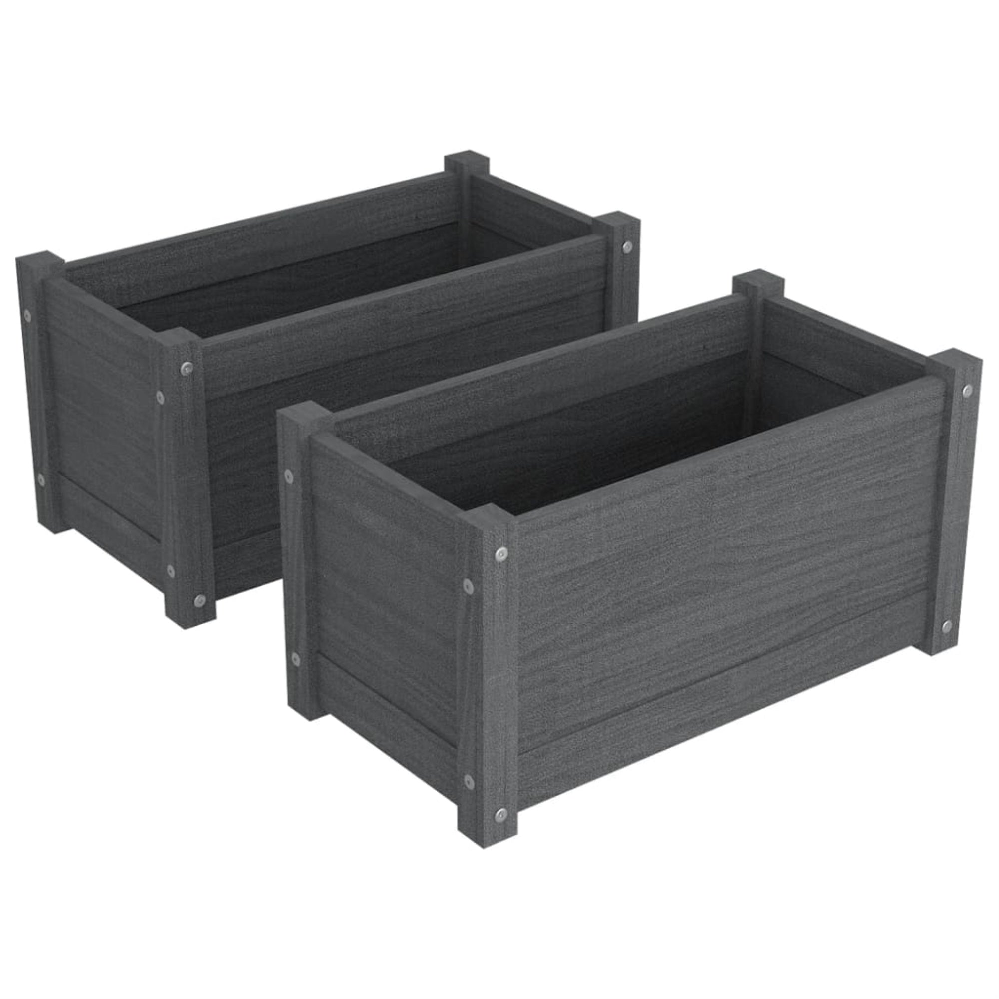 Vidaxl Garden Planters 2 Pcs Gray 23.6'X12.2'X12.2' Solid Wood Pine