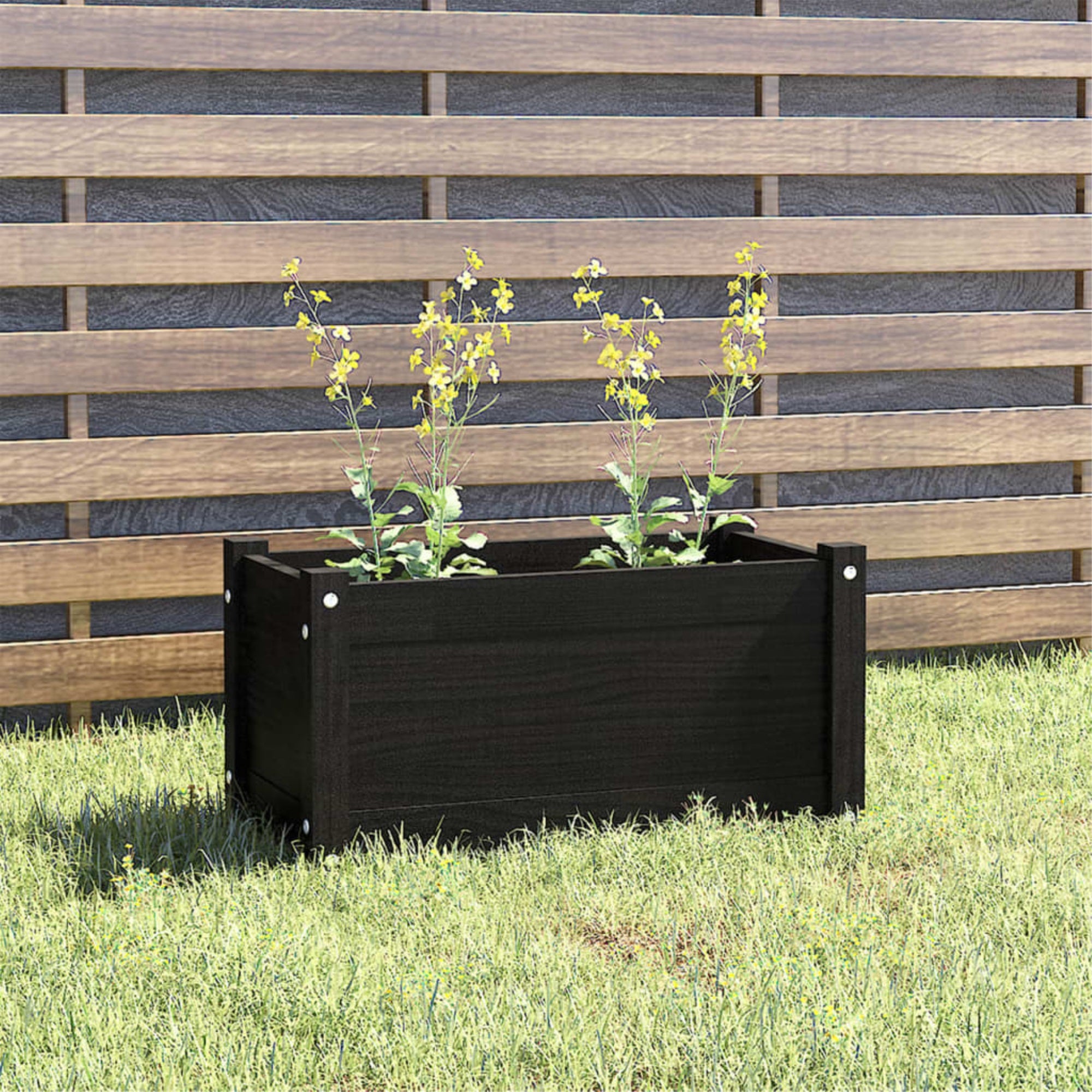 Vidaxl Garden Planter Black 23.6'X12.2'X12.2' Solid Wood Pine