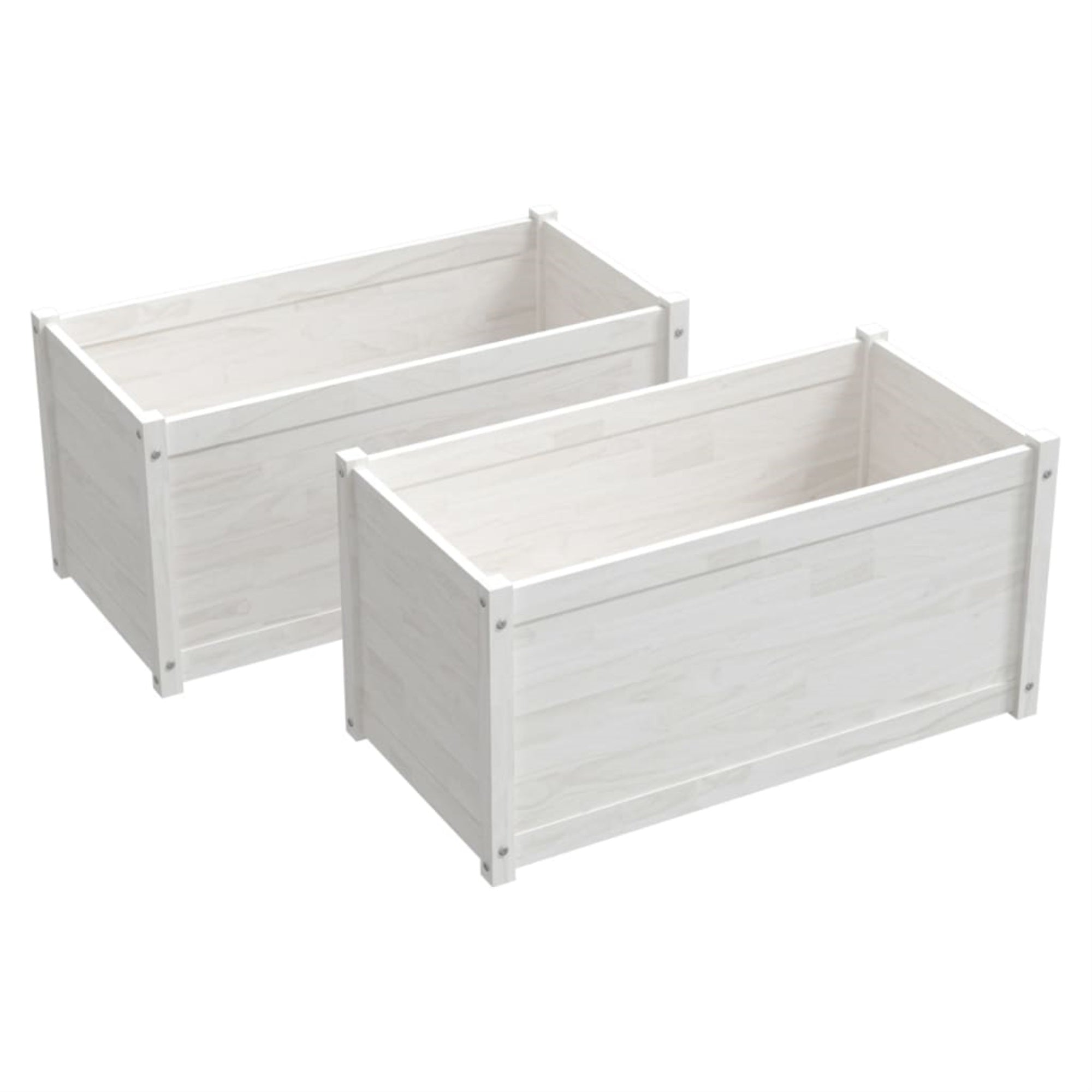 Vidaxl Garden Planters 2 Pcs White 39.4'X19.7'X19.7' Solid Wood Pine