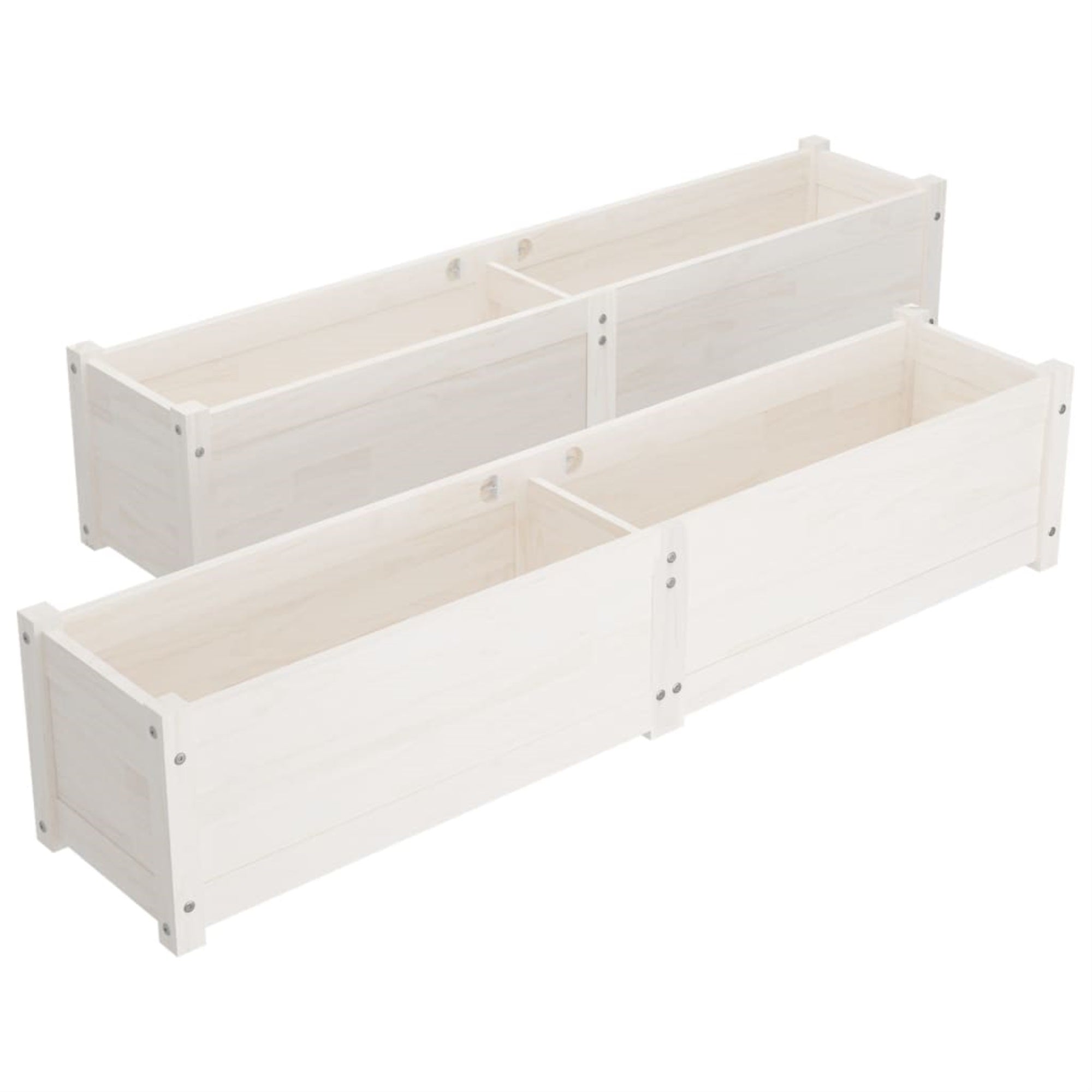 Vidaxl Garden Raised Beds 2 Pcs White 59.1'X12.2'X12.2' Solid Wood Pine